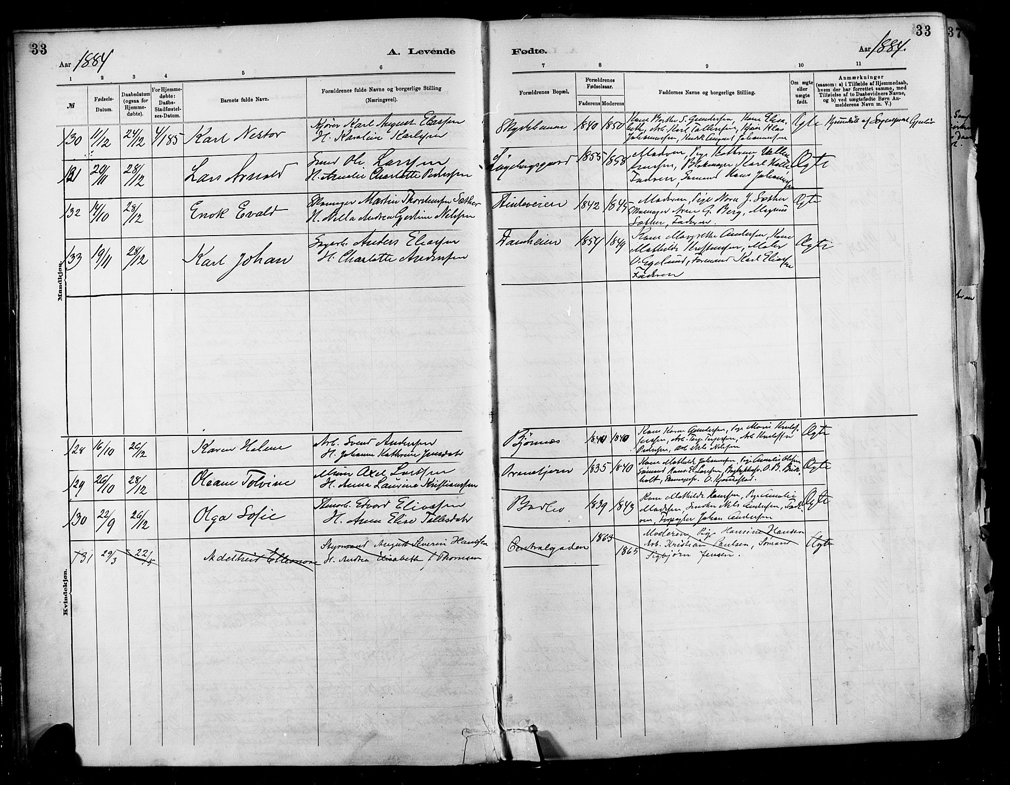 Barbu sokneprestkontor, SAK/1111-0003/F/Fa/L0002: Parish register (official) no. A 2, 1883-1898, p. 33