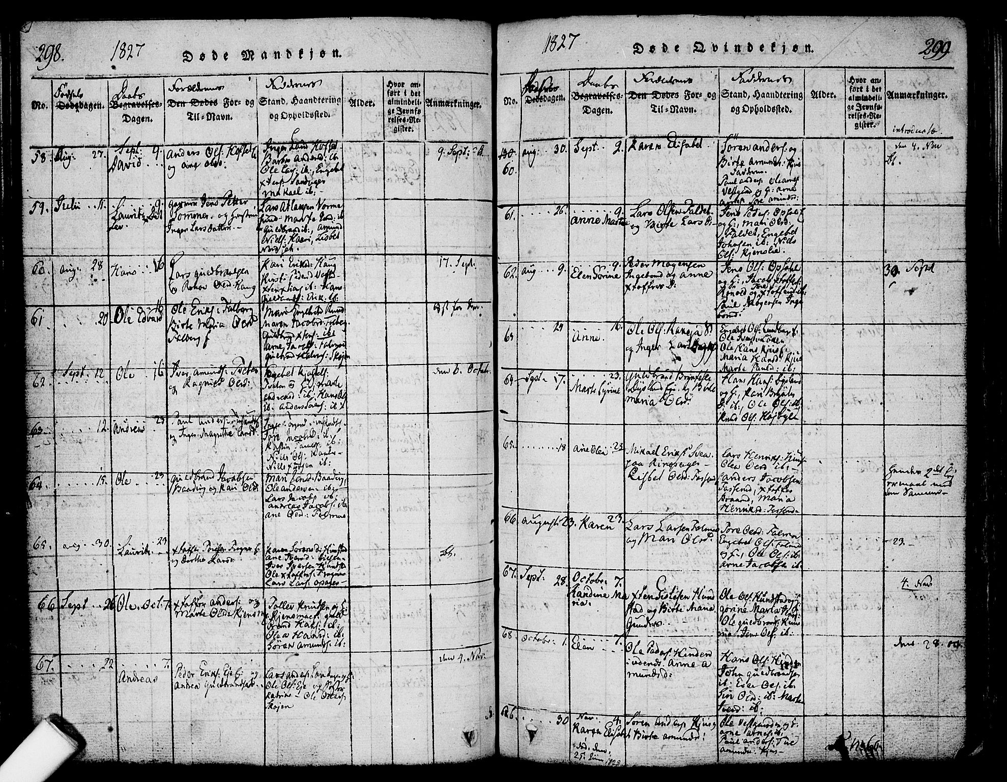 Nes prestekontor Kirkebøker, AV/SAO-A-10410/F/Fa/L0005: Parish register (official) no. I 5, 1815-1835, p. 298-299