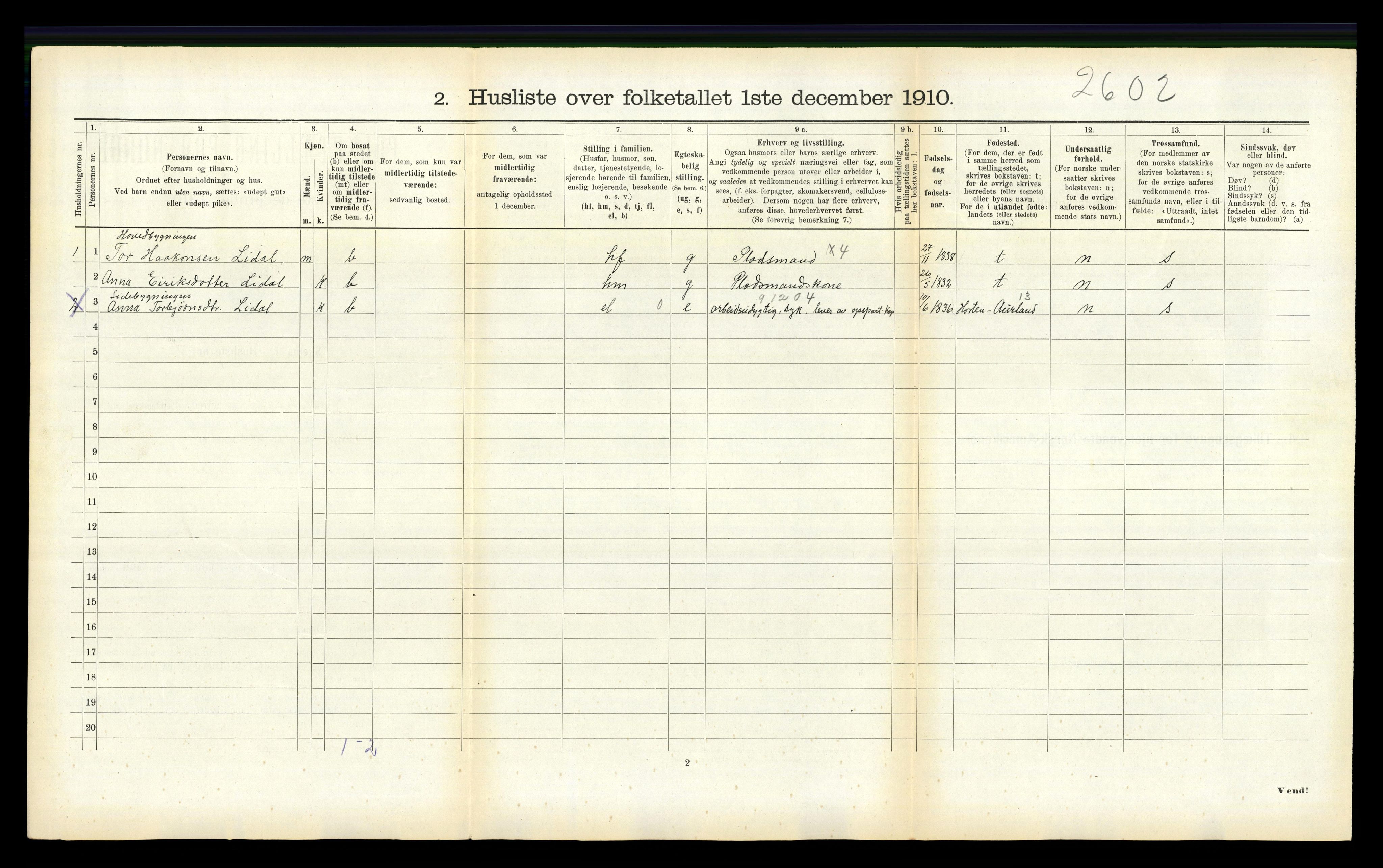 RA, 1910 census for Balestrand, 1910, p. 509