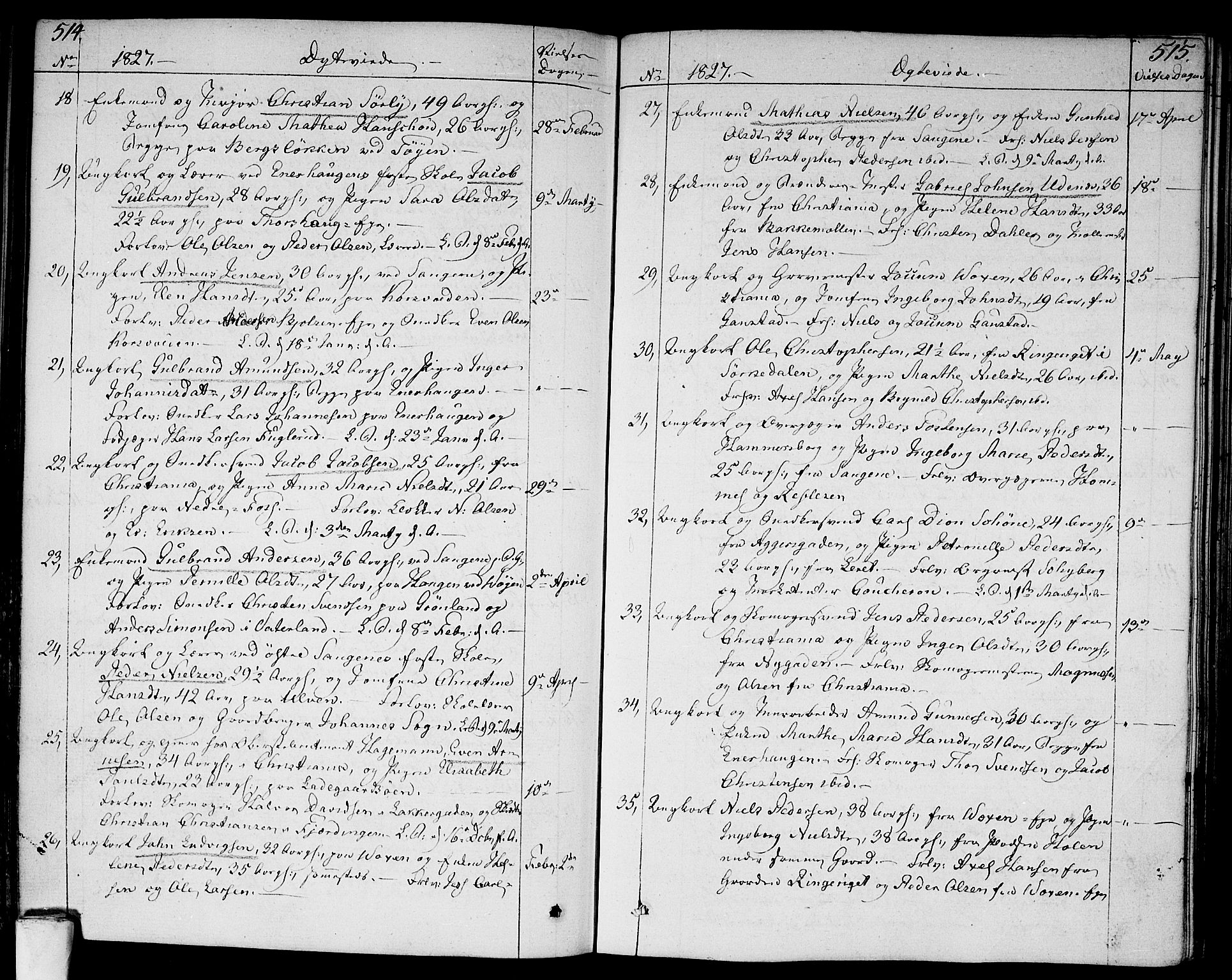 Aker prestekontor kirkebøker, AV/SAO-A-10861/F/L0012: Parish register (official) no. 12, 1819-1828, p. 514-515