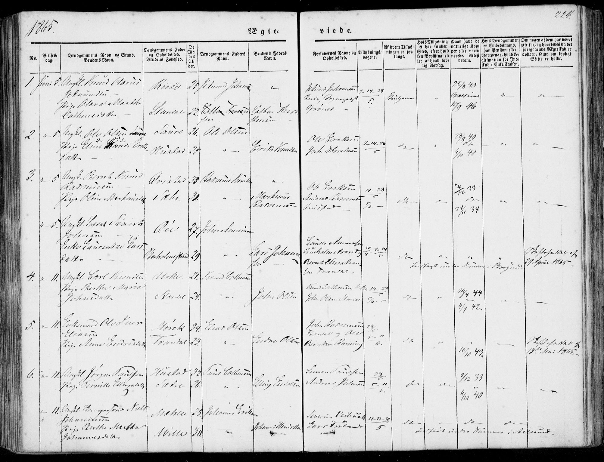 Ministerialprotokoller, klokkerbøker og fødselsregistre - Møre og Romsdal, AV/SAT-A-1454/515/L0209: Parish register (official) no. 515A05, 1847-1868, p. 224