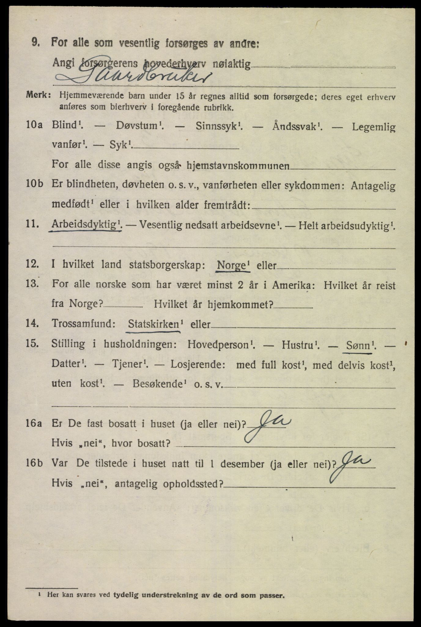 SAK, 1920 census for Lyngdal, 1920, p. 2312