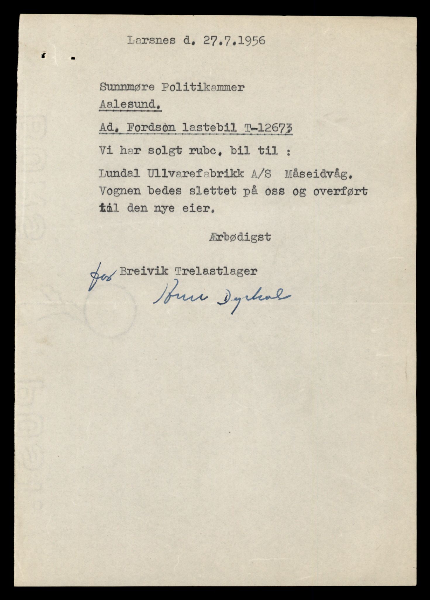 Møre og Romsdal vegkontor - Ålesund trafikkstasjon, AV/SAT-A-4099/F/Fe/L0035: Registreringskort for kjøretøy T 12653 - T 12829, 1927-1998, p. 400