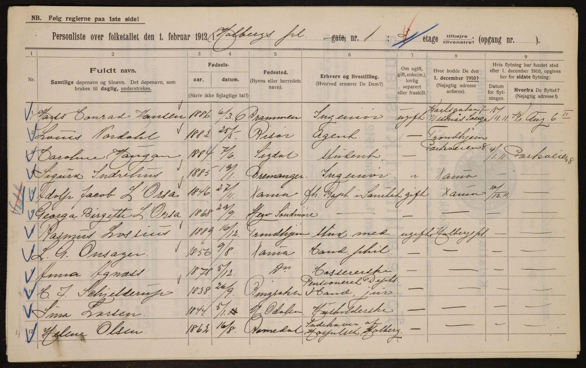 OBA, Municipal Census 1912 for Kristiania, 1912, p. 40931