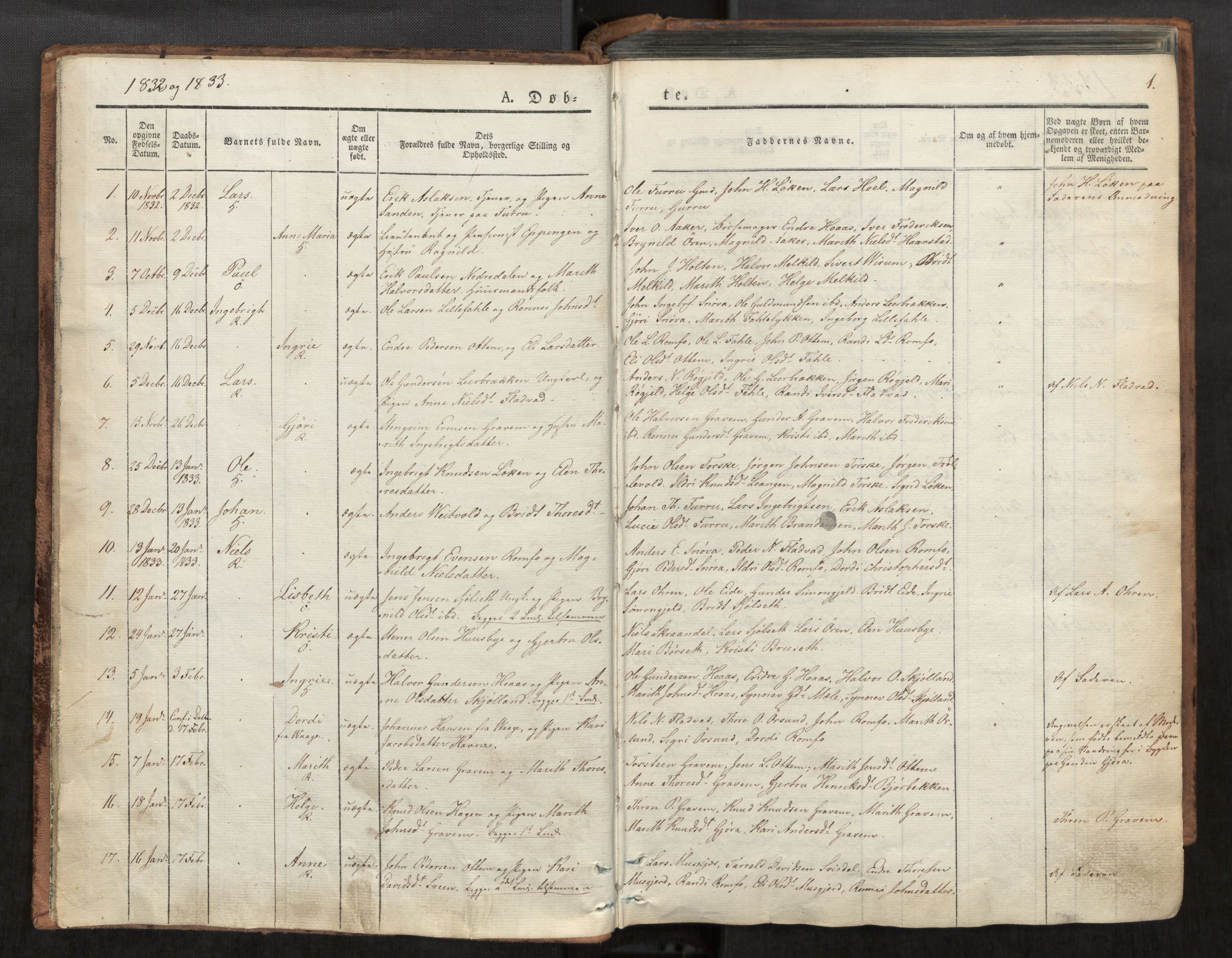 Ministerialprotokoller, klokkerbøker og fødselsregistre - Møre og Romsdal, AV/SAT-A-1454/590/L1012: Parish register (official) no. 590A04, 1832-1846, p. 1