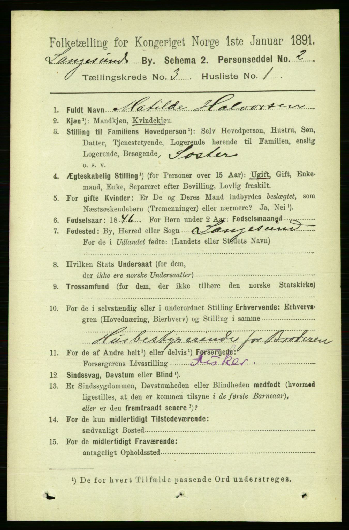 RA, 1891 census for 0802 Langesund, 1891, p. 904