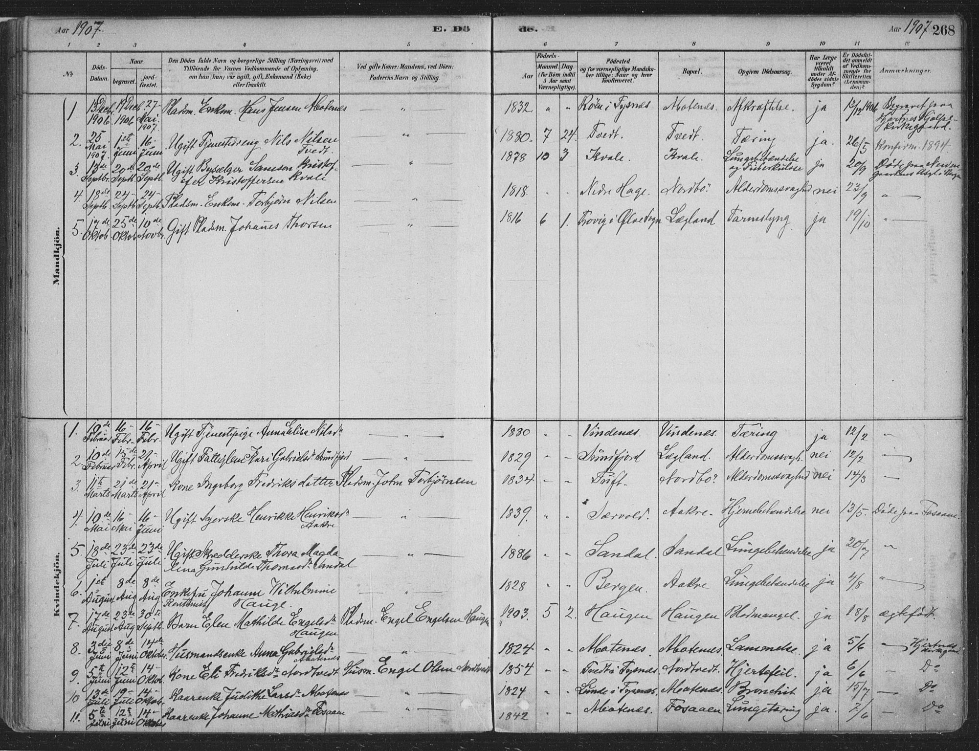 Fusa sokneprestembete, SAB/A-75401/H/Haa: Parish register (official) no. D 1, 1880-1938, p. 268