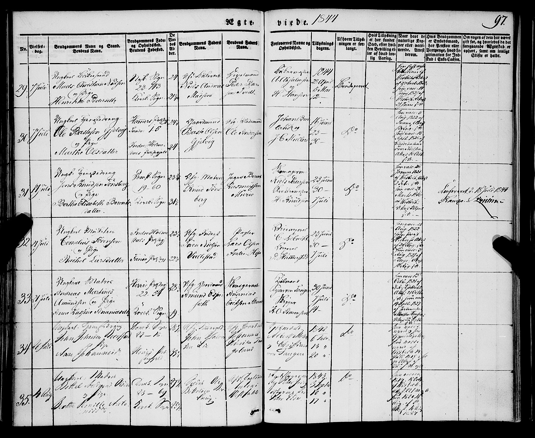 Korskirken sokneprestembete, AV/SAB-A-76101/H/Haa/L0034: Parish register (official) no. D 1, 1832-1852, p. 97