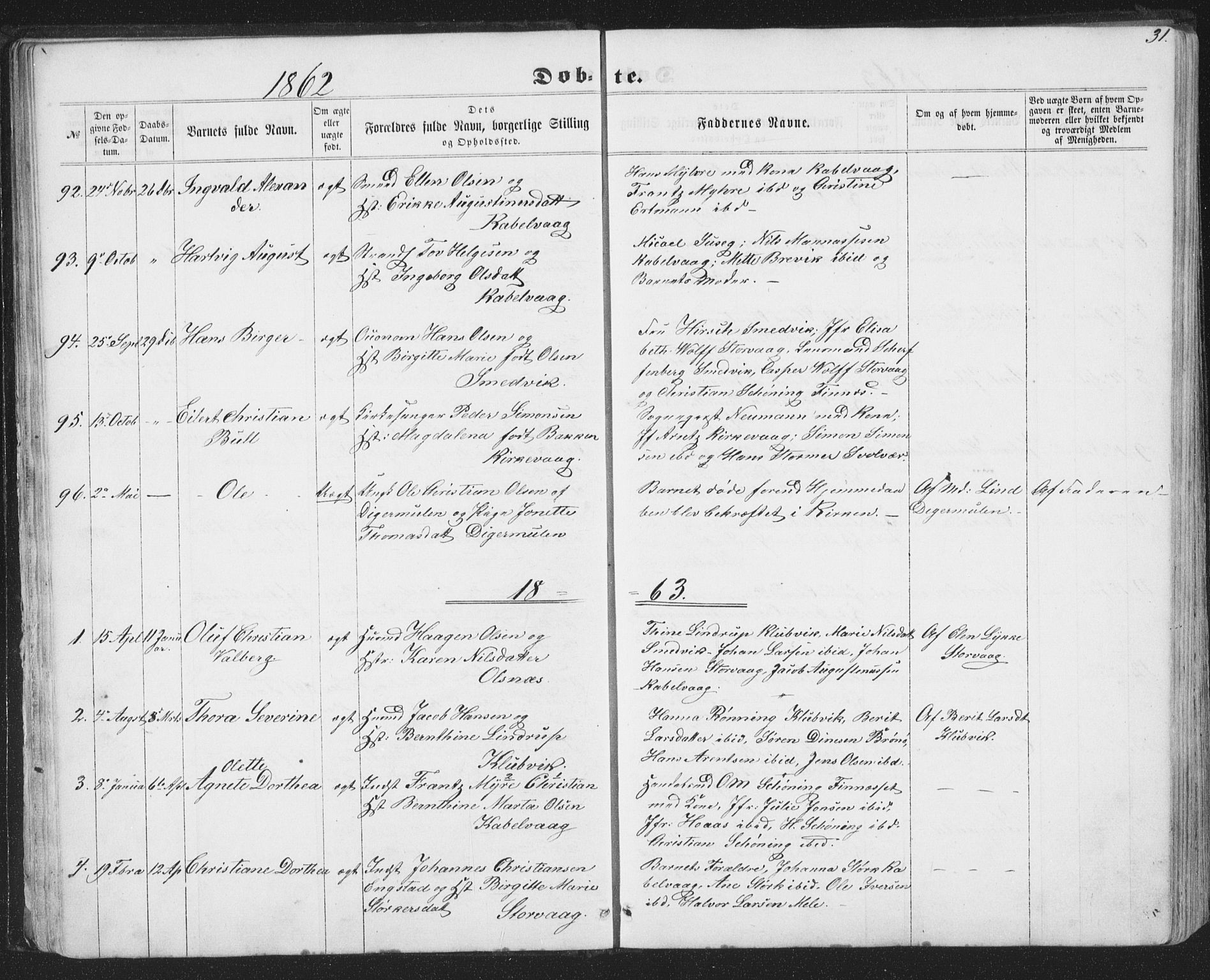Ministerialprotokoller, klokkerbøker og fødselsregistre - Nordland, AV/SAT-A-1459/874/L1073: Parish register (copy) no. 874C02, 1860-1870, p. 31