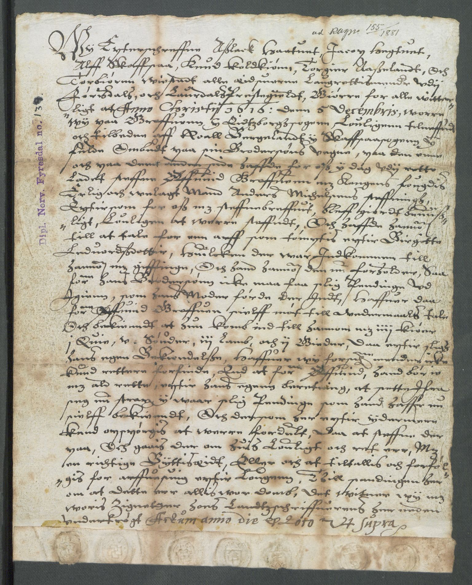 Riksarkivets diplomsamling, AV/RA-EA-5965/F02/L0125: Dokumenter, 1616, p. 53