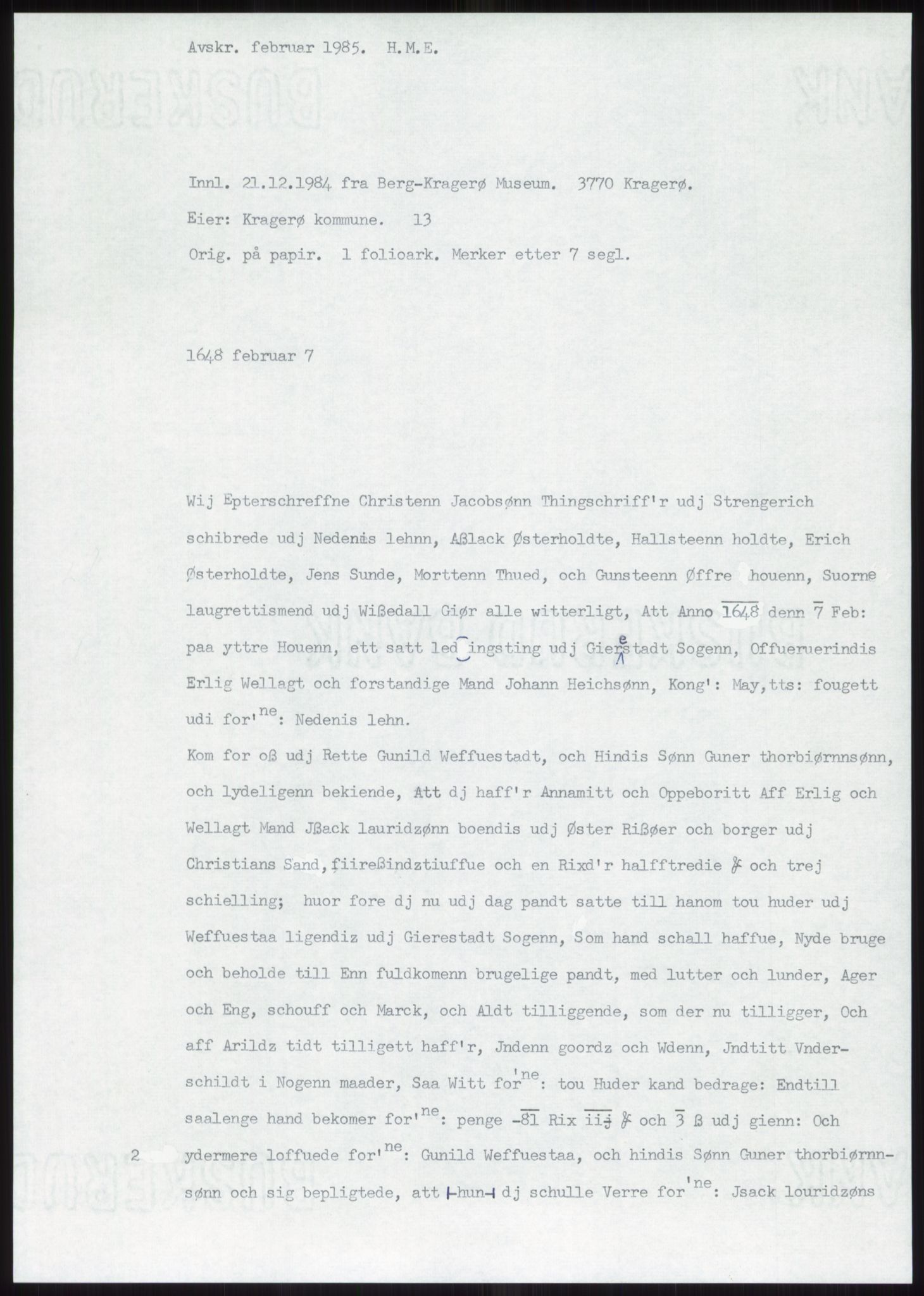 Samlinger til kildeutgivelse, Diplomavskriftsamlingen, AV/RA-EA-4053/H/Ha, p. 1408