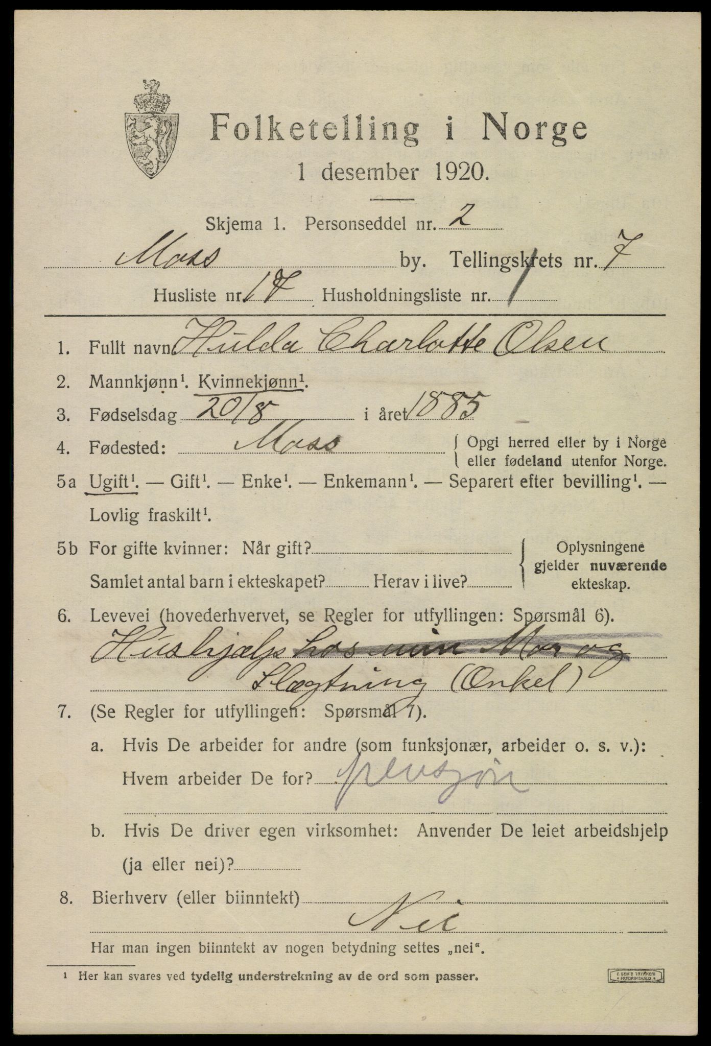 SAO, 1920 census for Moss, 1920, p. 19915