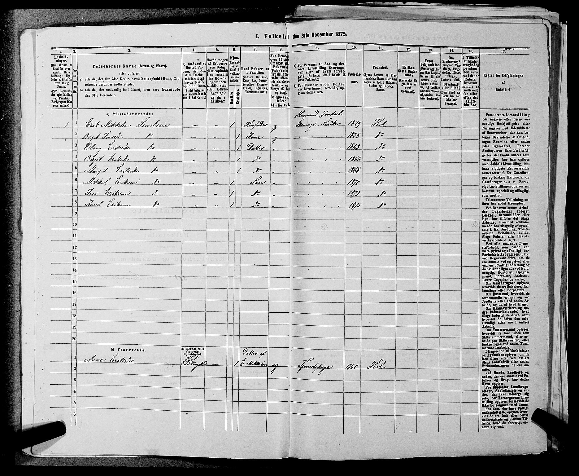 SAKO, 1875 census for 0620P Hol, 1875, p. 435