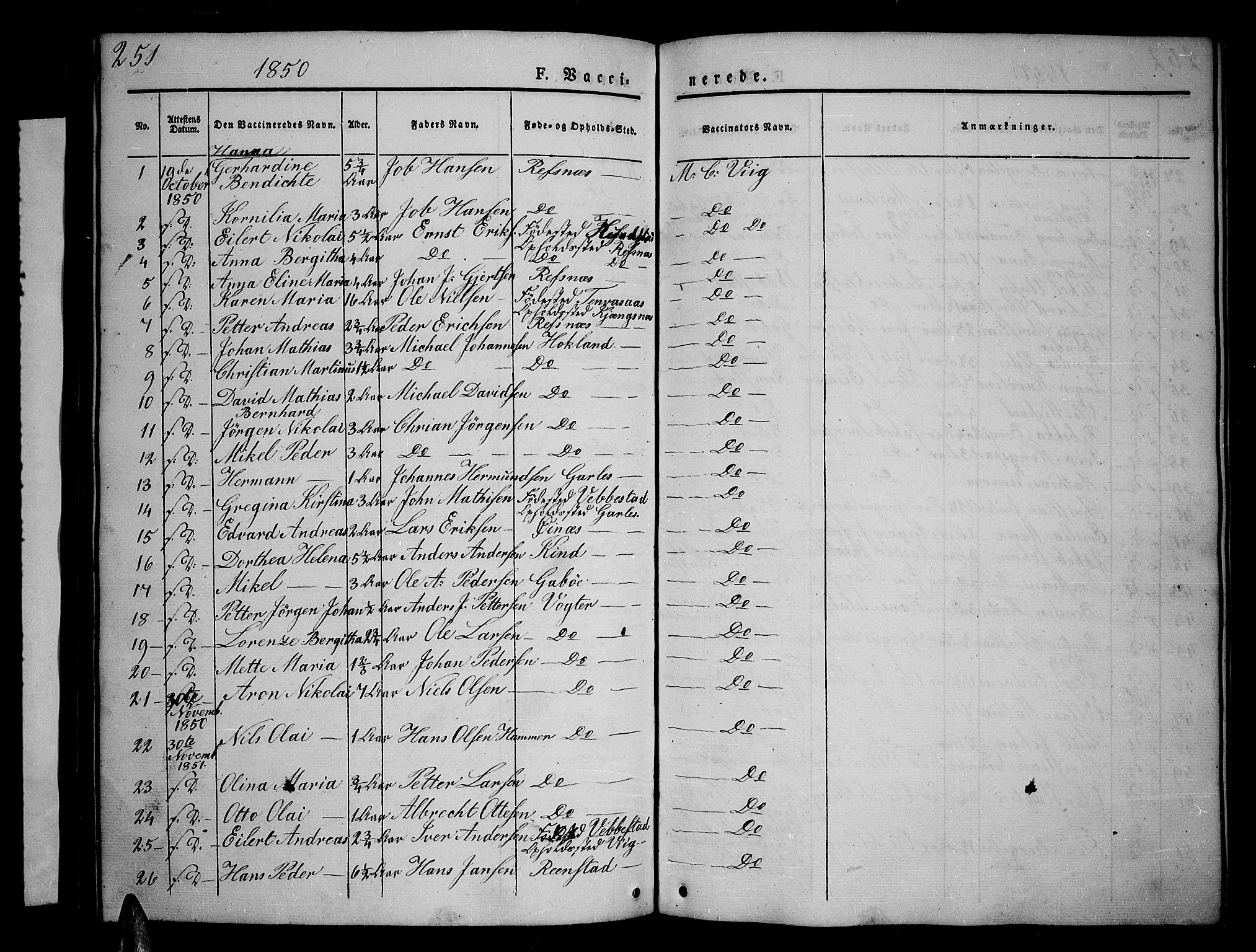 Kvæfjord sokneprestkontor, SATØ/S-1323/G/Ga/Gab/L0002klokker: Parish register (copy) no. 2, 1841-1855, p. 251