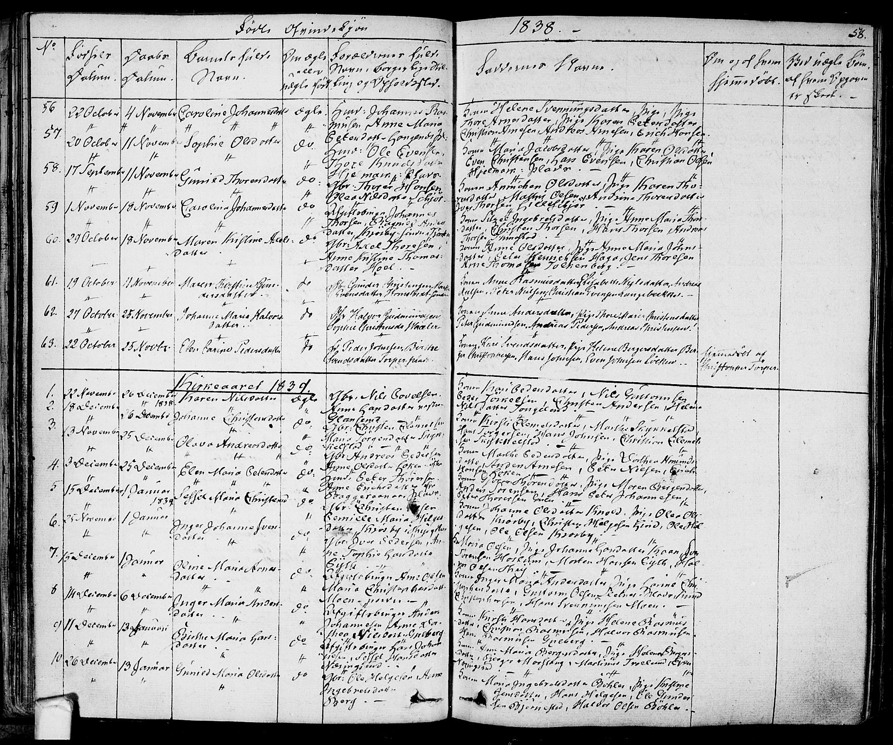 Eidsberg prestekontor Kirkebøker, SAO/A-10905/F/Fa/L0008: Parish register (official) no. I 8, 1832-1848, p. 58