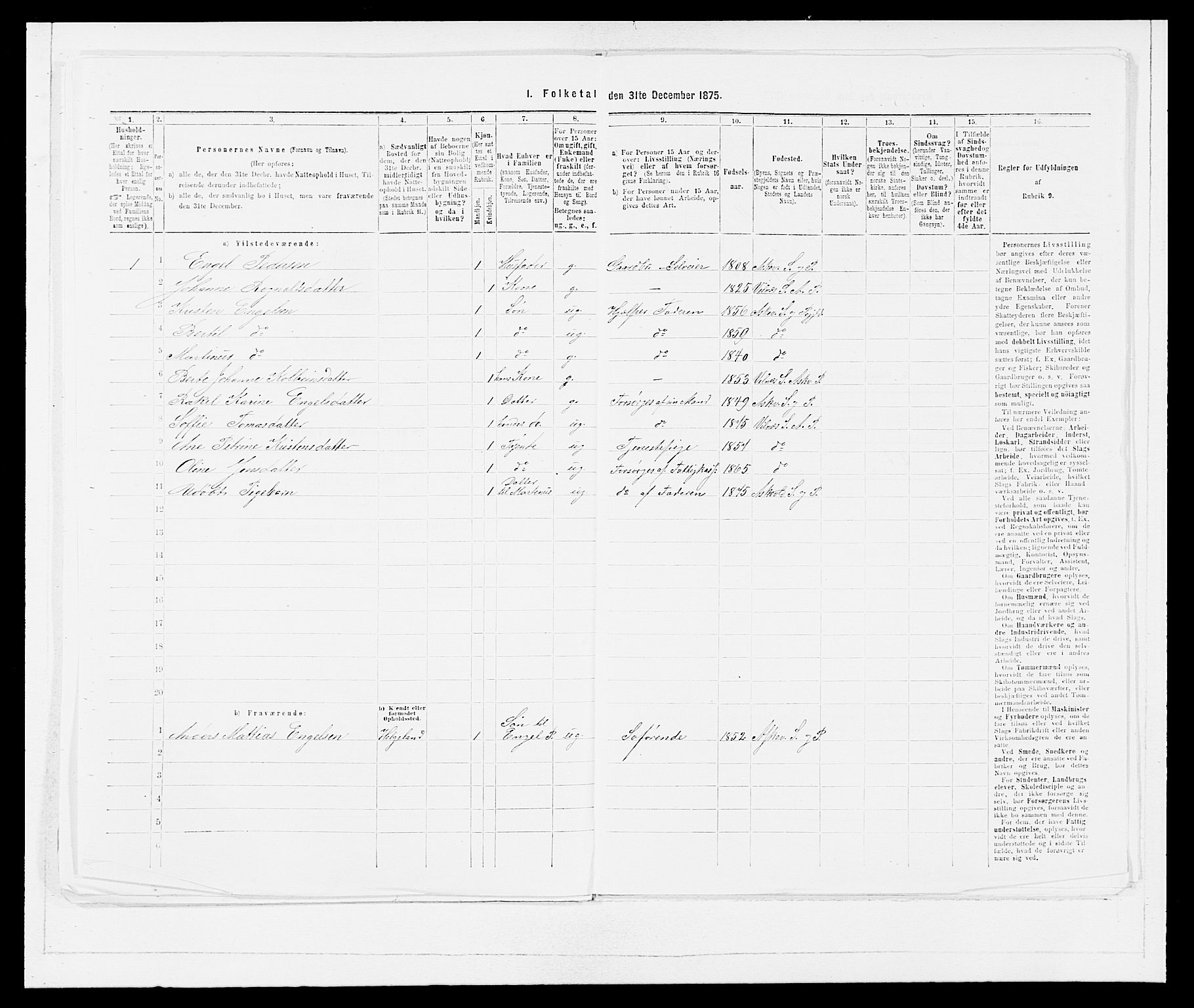 SAB, 1875 census for 1428P Askvoll, 1875, p. 604