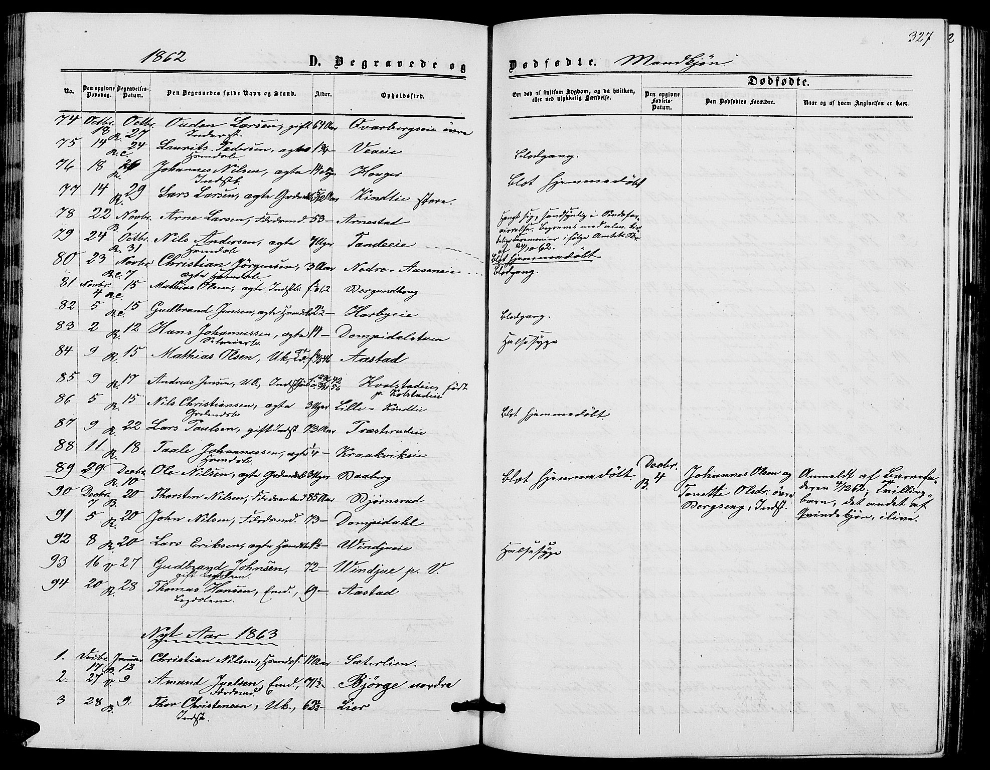 Ringsaker prestekontor, AV/SAH-PREST-014/L/La/L0007: Parish register (copy) no. 7, 1861-1869, p. 327