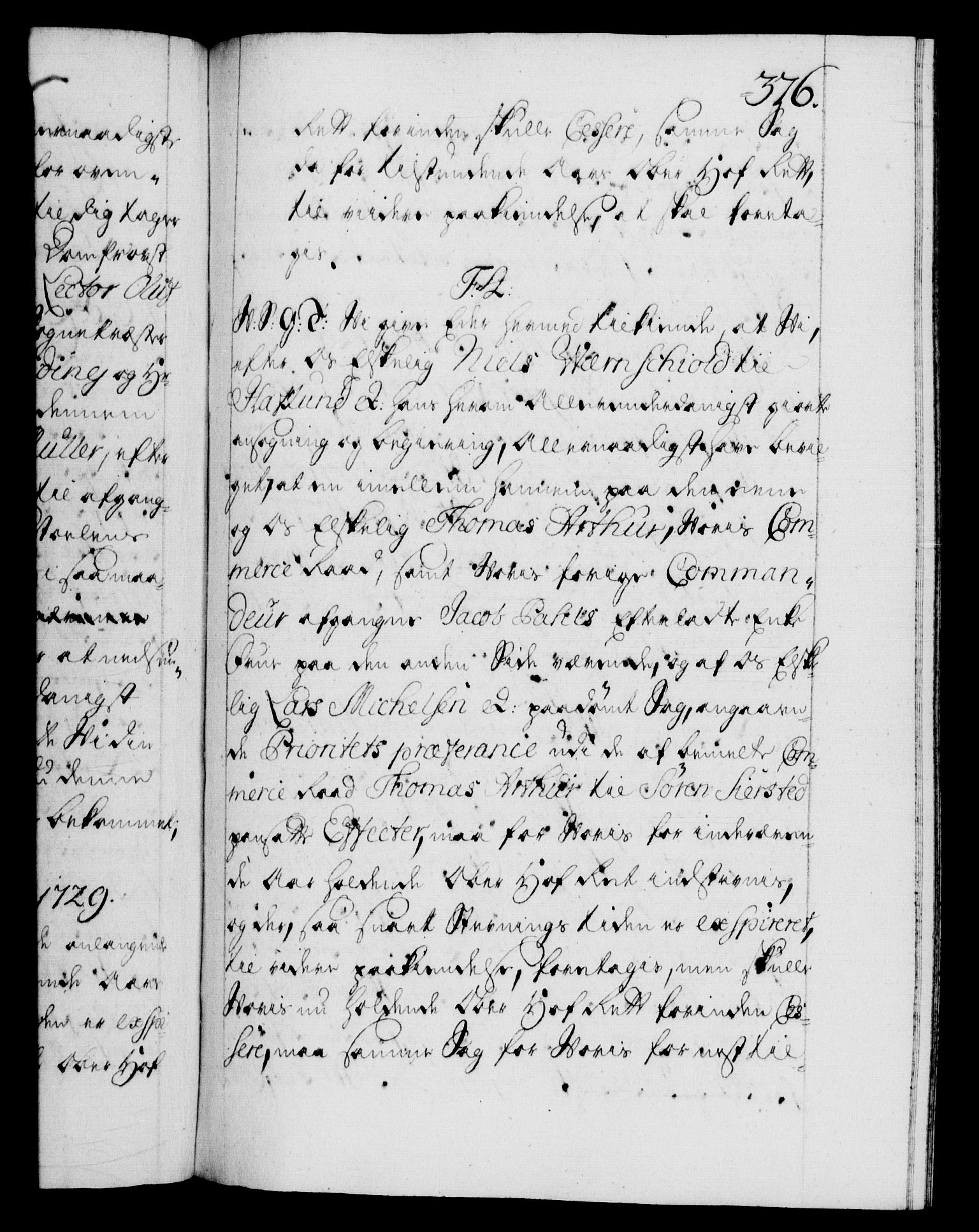 Danske Kanselli 1572-1799, AV/RA-EA-3023/F/Fc/Fca/Fcab/L0024: Norske tegnelser, 1728-1730, p. 376a