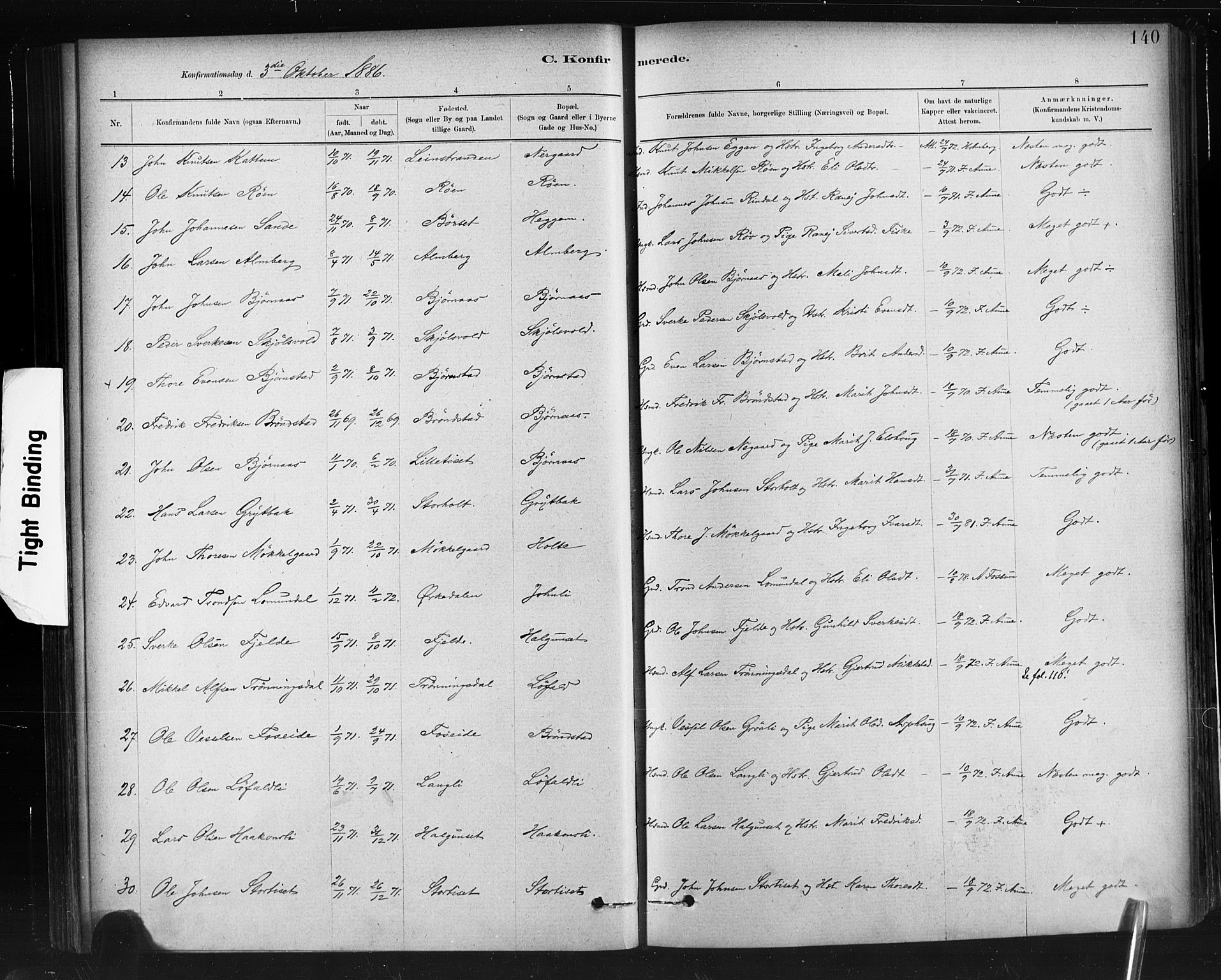 Ministerialprotokoller, klokkerbøker og fødselsregistre - Møre og Romsdal, AV/SAT-A-1454/598/L1069: Parish register (official) no. 598A03, 1882-1895, p. 140