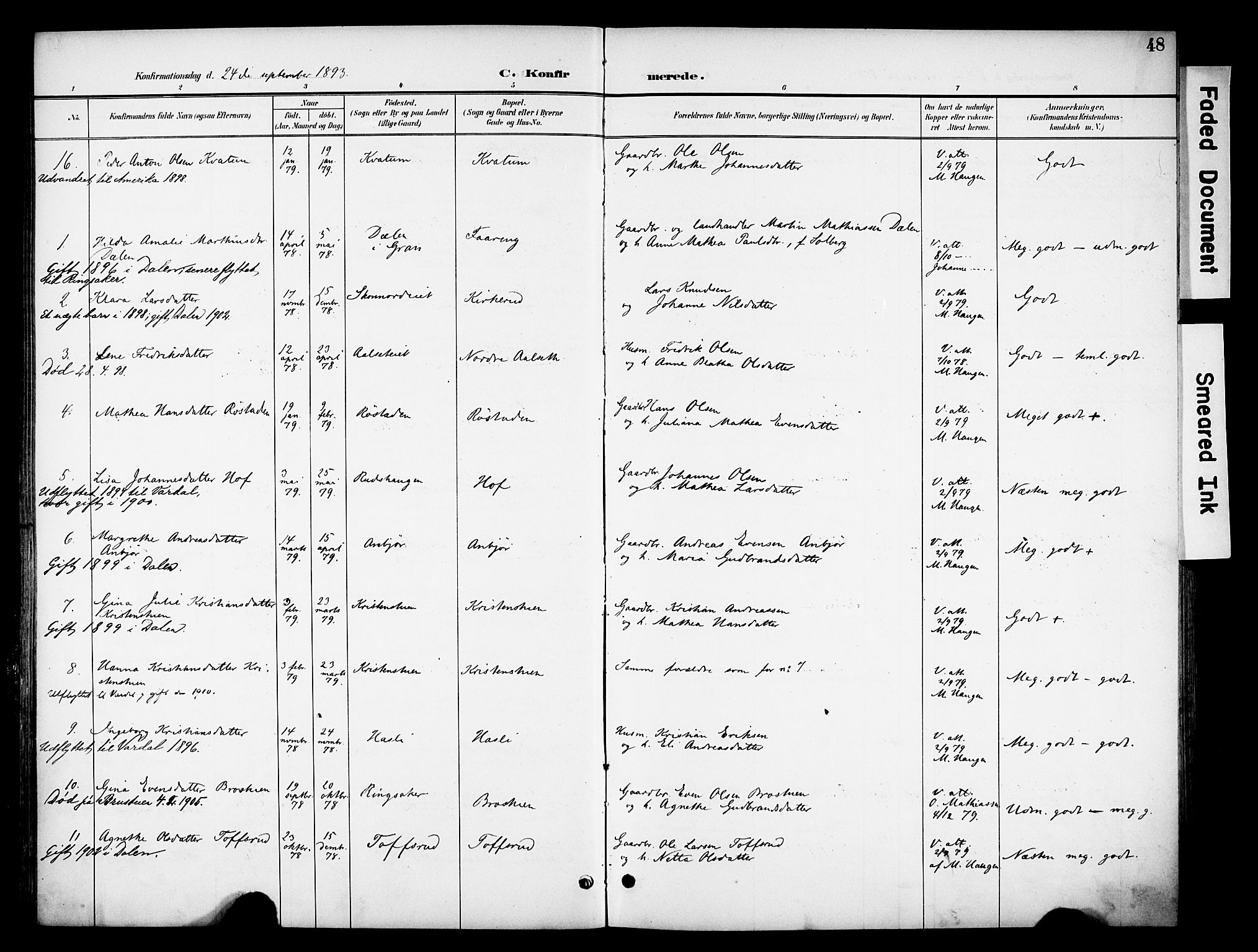 Biri prestekontor, SAH/PREST-096/H/Ha/Haa/L0008: Parish register (official) no. 8, 1894-1901, p. 48