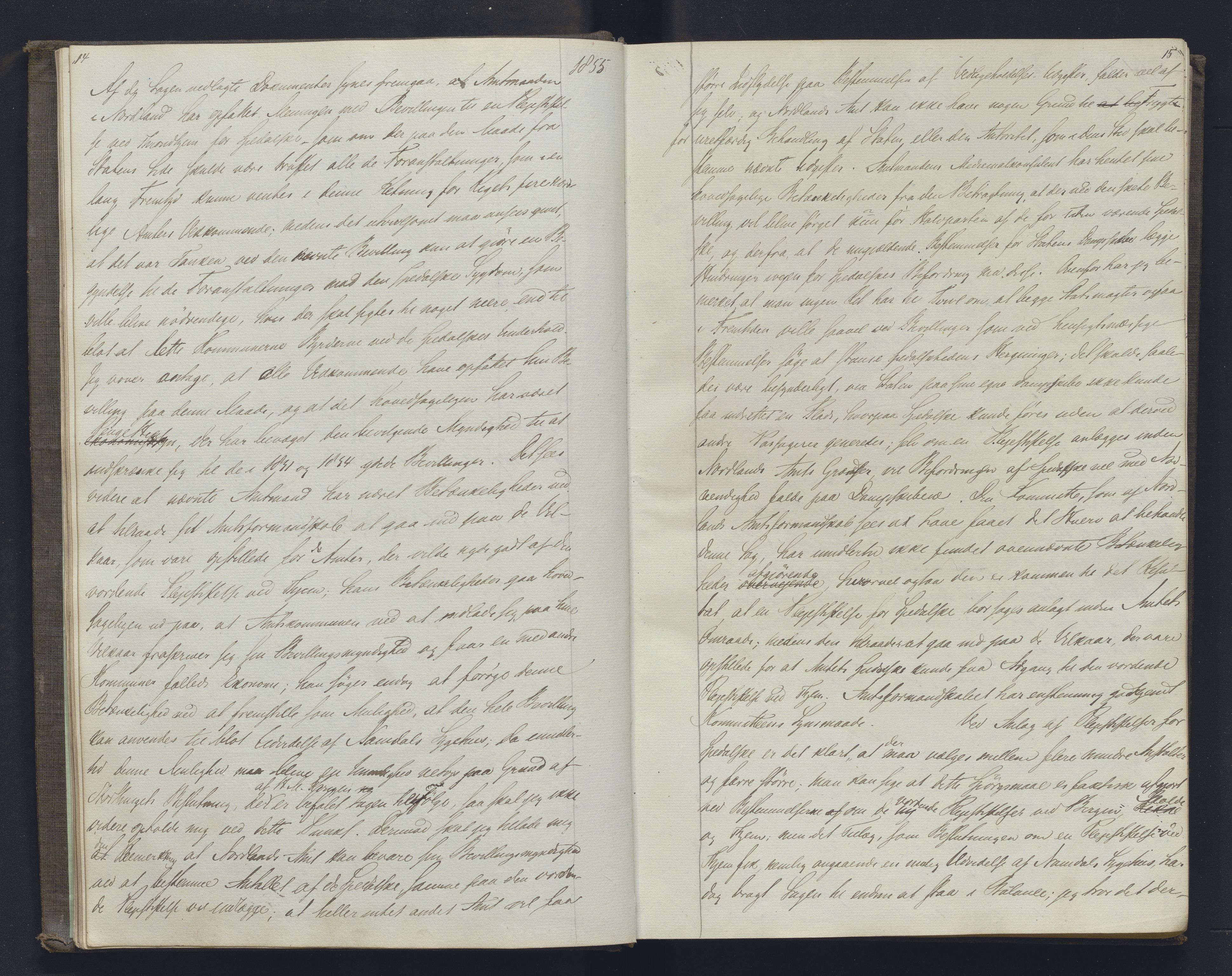 Lepraarkiver - Overlegen for den spedalske sykdom, AV/SAB-A-61001/B.b/L0001: Kopibok, 1854-1858, p. 14-15