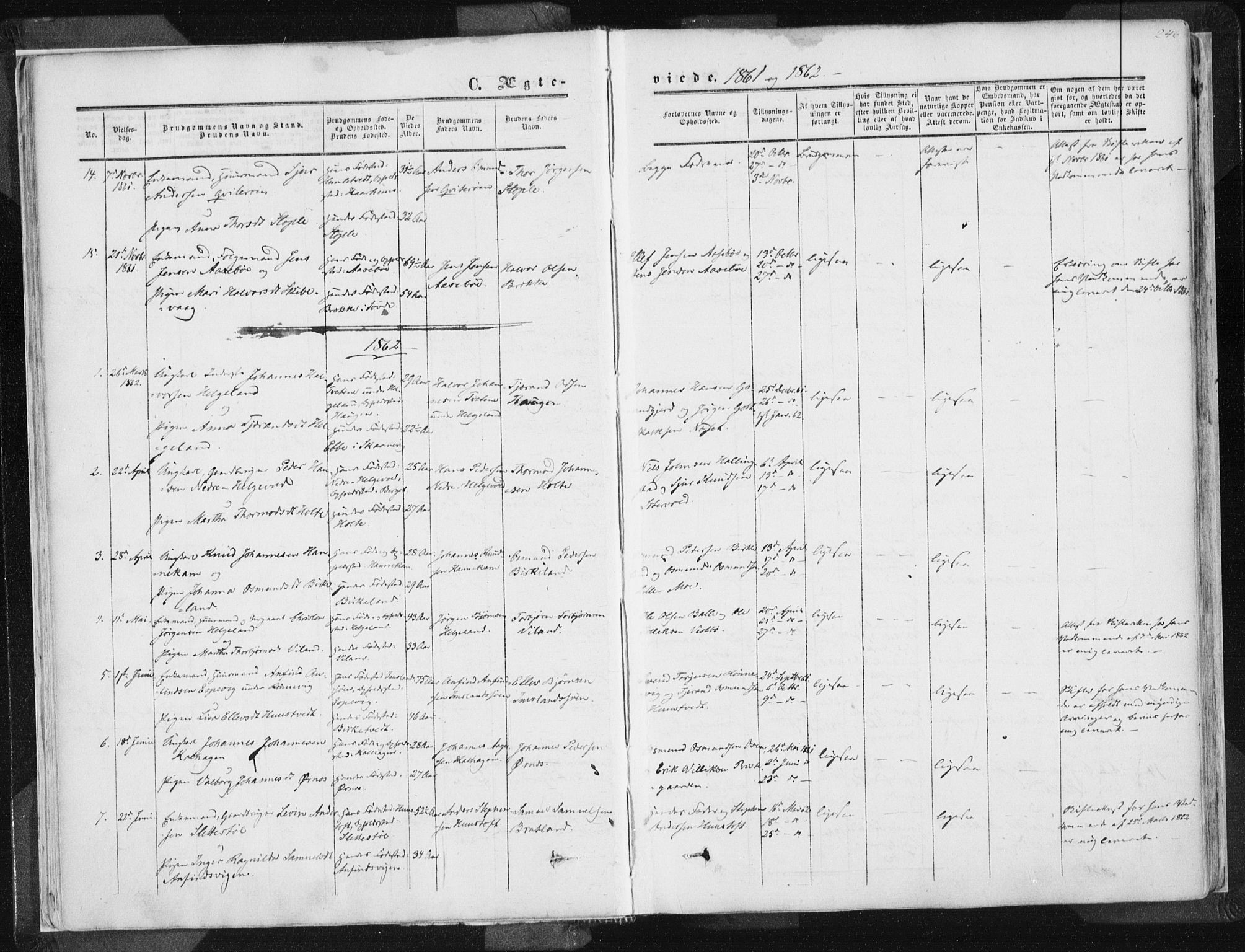 Vikedal sokneprestkontor, AV/SAST-A-101840/01/IV: Parish register (official) no. A 6.2, 1851-1867, p. 246