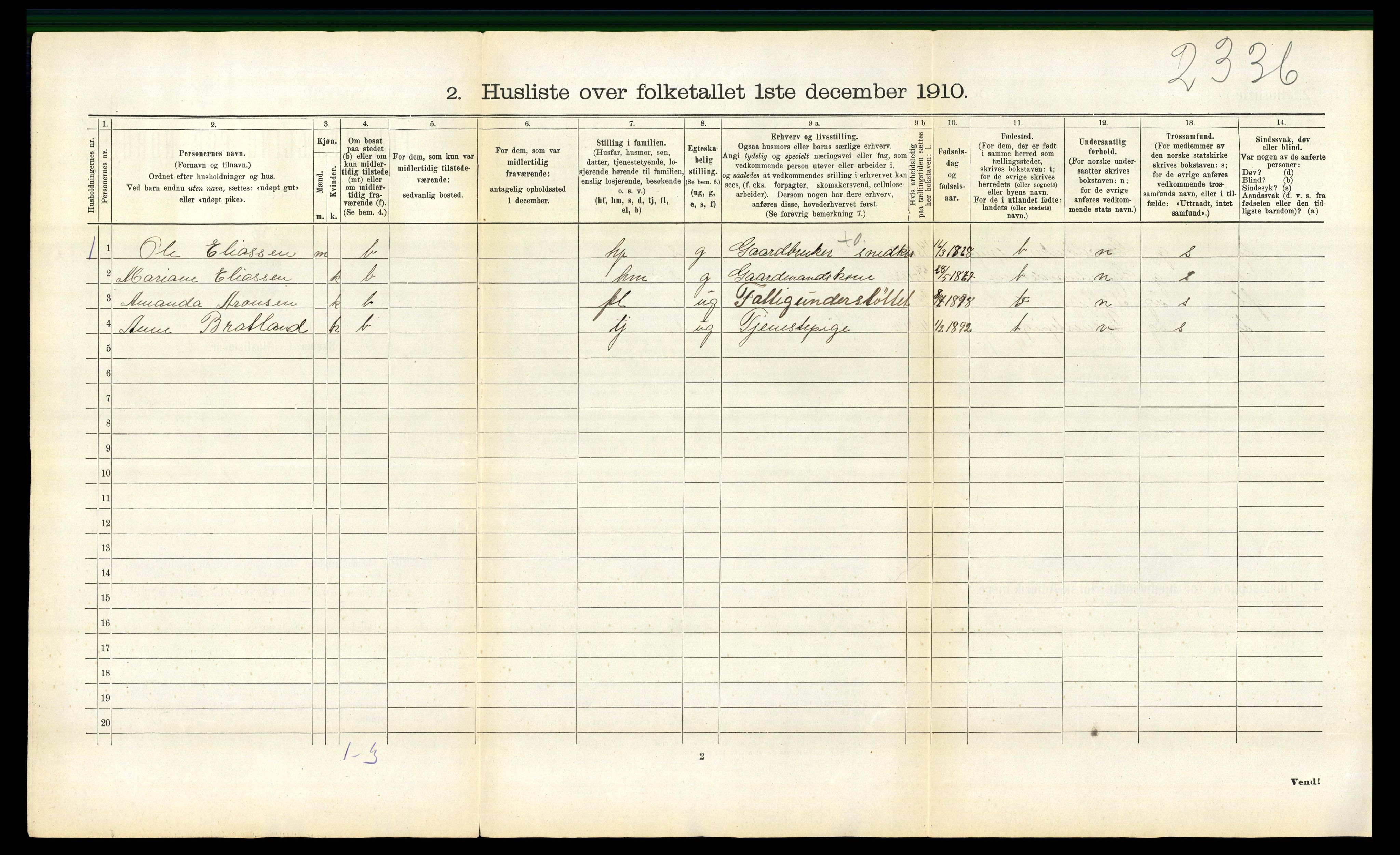 RA, 1910 census for Evenes, 1910, p. 678