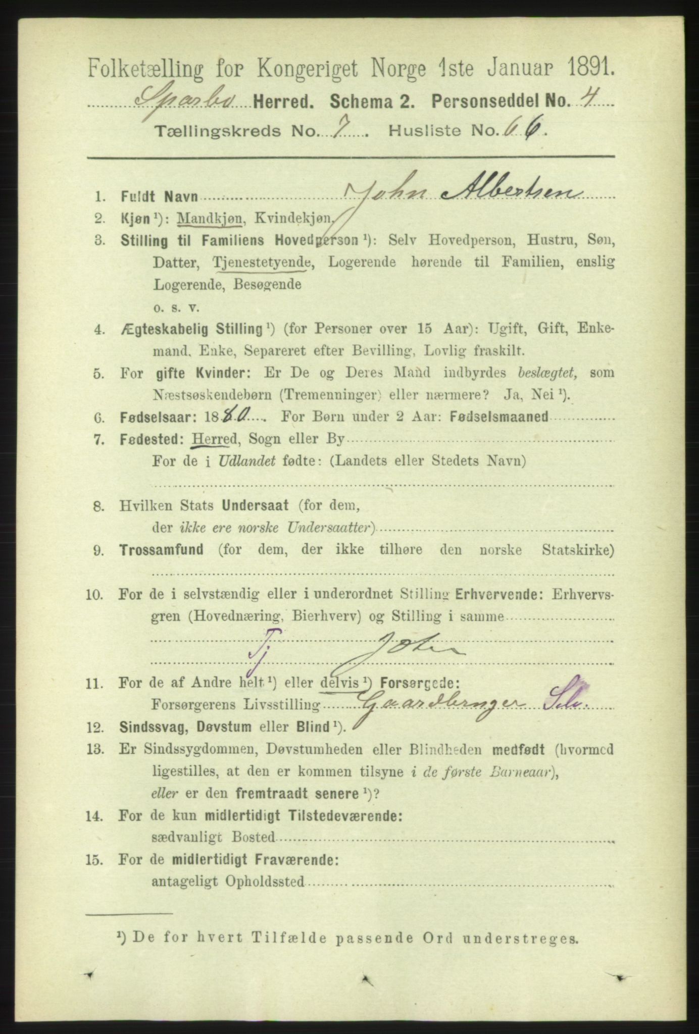 RA, 1891 census for 1731 Sparbu, 1891, p. 2748