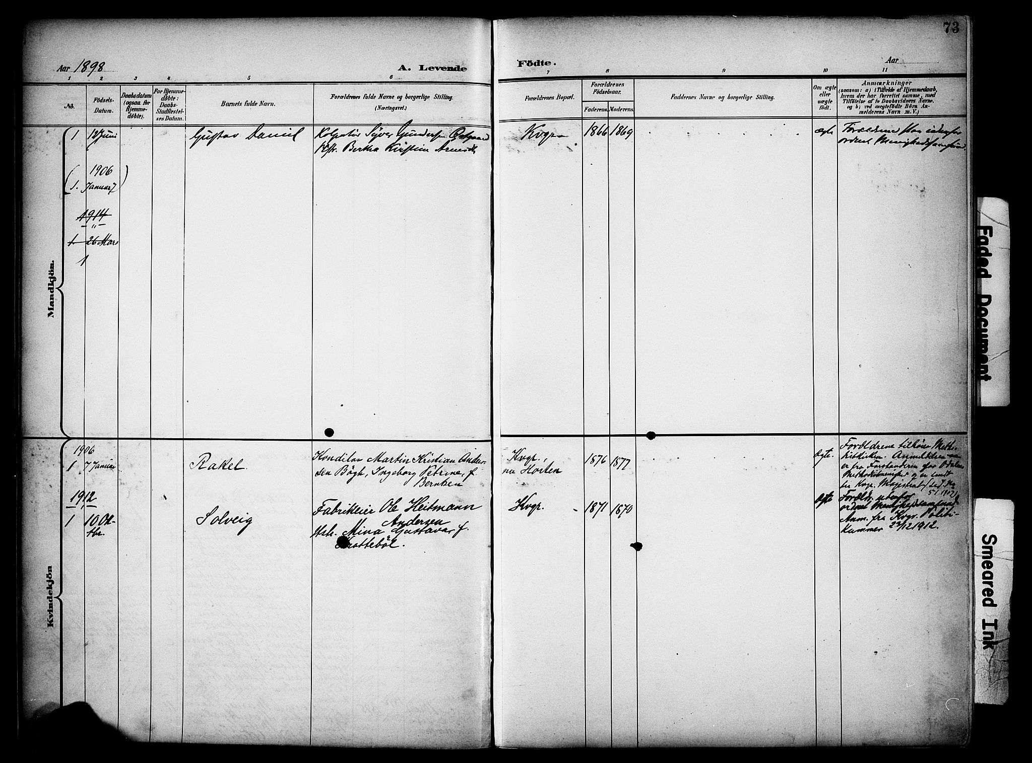 Vinger prestekontor, SAH/PREST-024/H/Ha/Haa/L0016: Parish register (official) no. 16, 1898-1920, p. 73