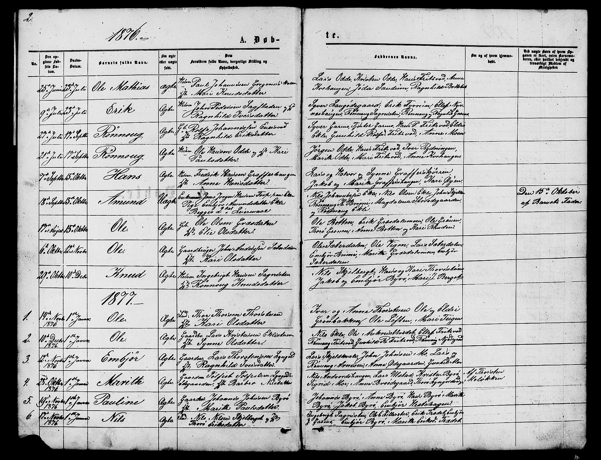 Lom prestekontor, SAH/PREST-070/L/L0005: Parish register (copy) no. 5, 1876-1901, p. 2-3