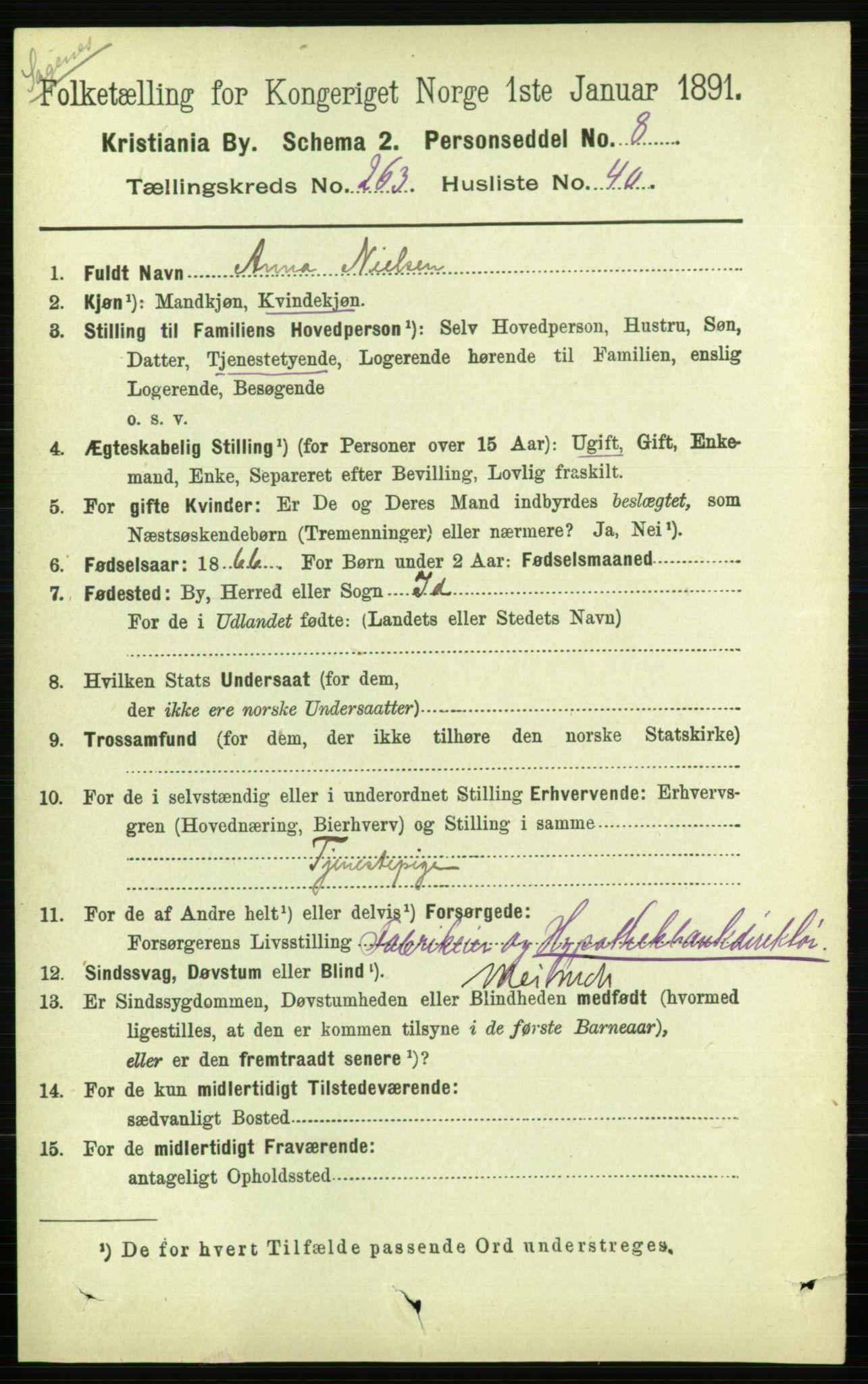 RA, 1891 census for 0301 Kristiania, 1891, p. 160269