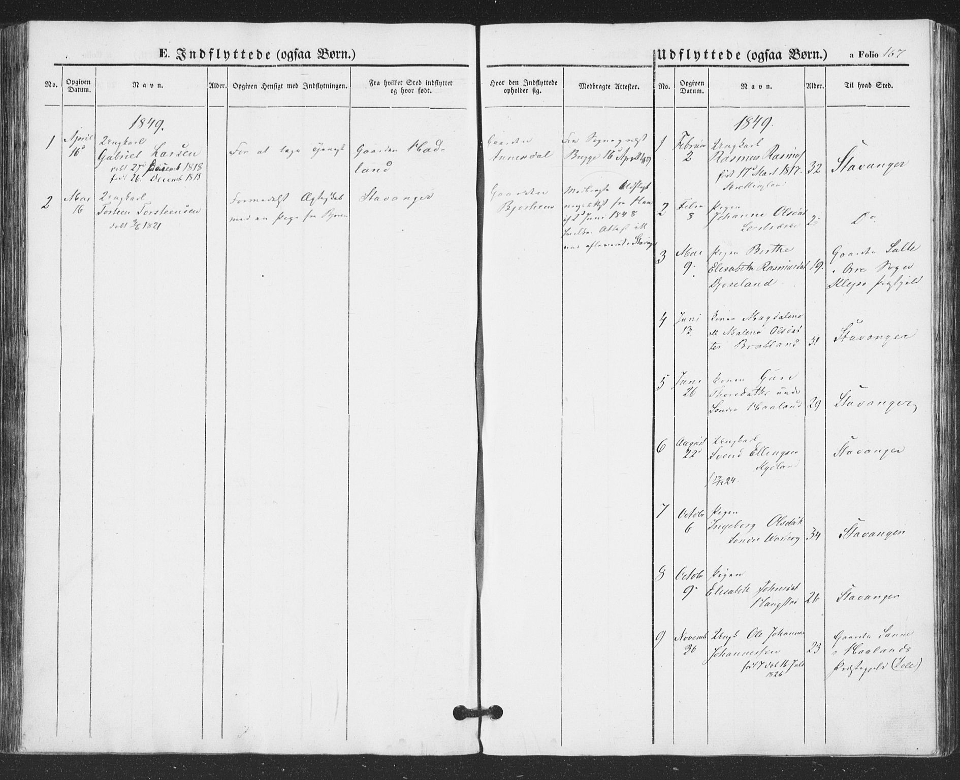 Hå sokneprestkontor, AV/SAST-A-101801/001/30BA/L0007: Parish register (official) no. A 6, 1842-1855, p. 167