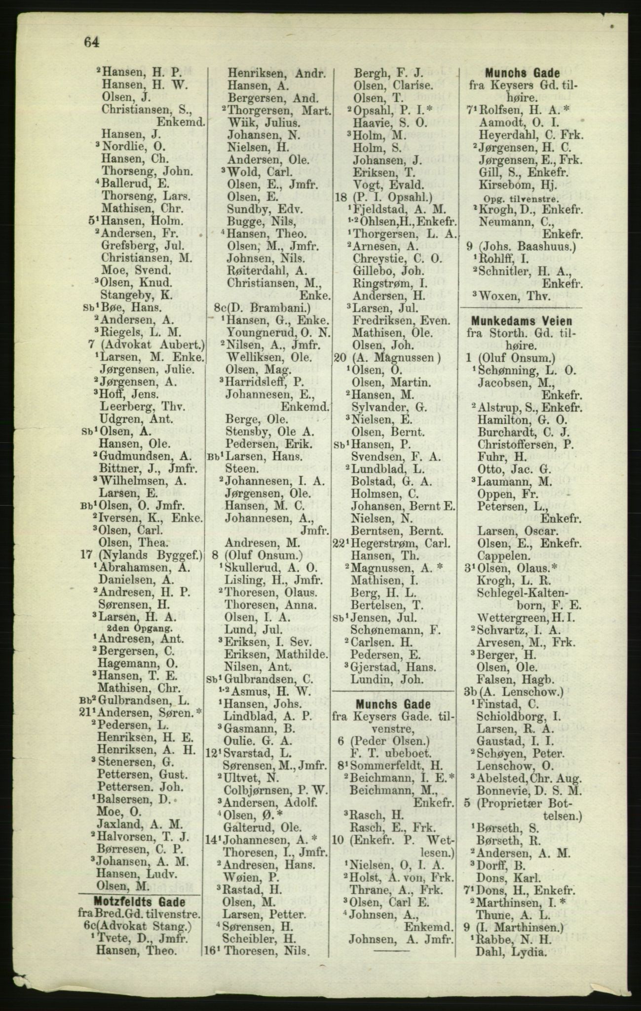 Kristiania/Oslo adressebok, PUBL/-, 1882, p. 64