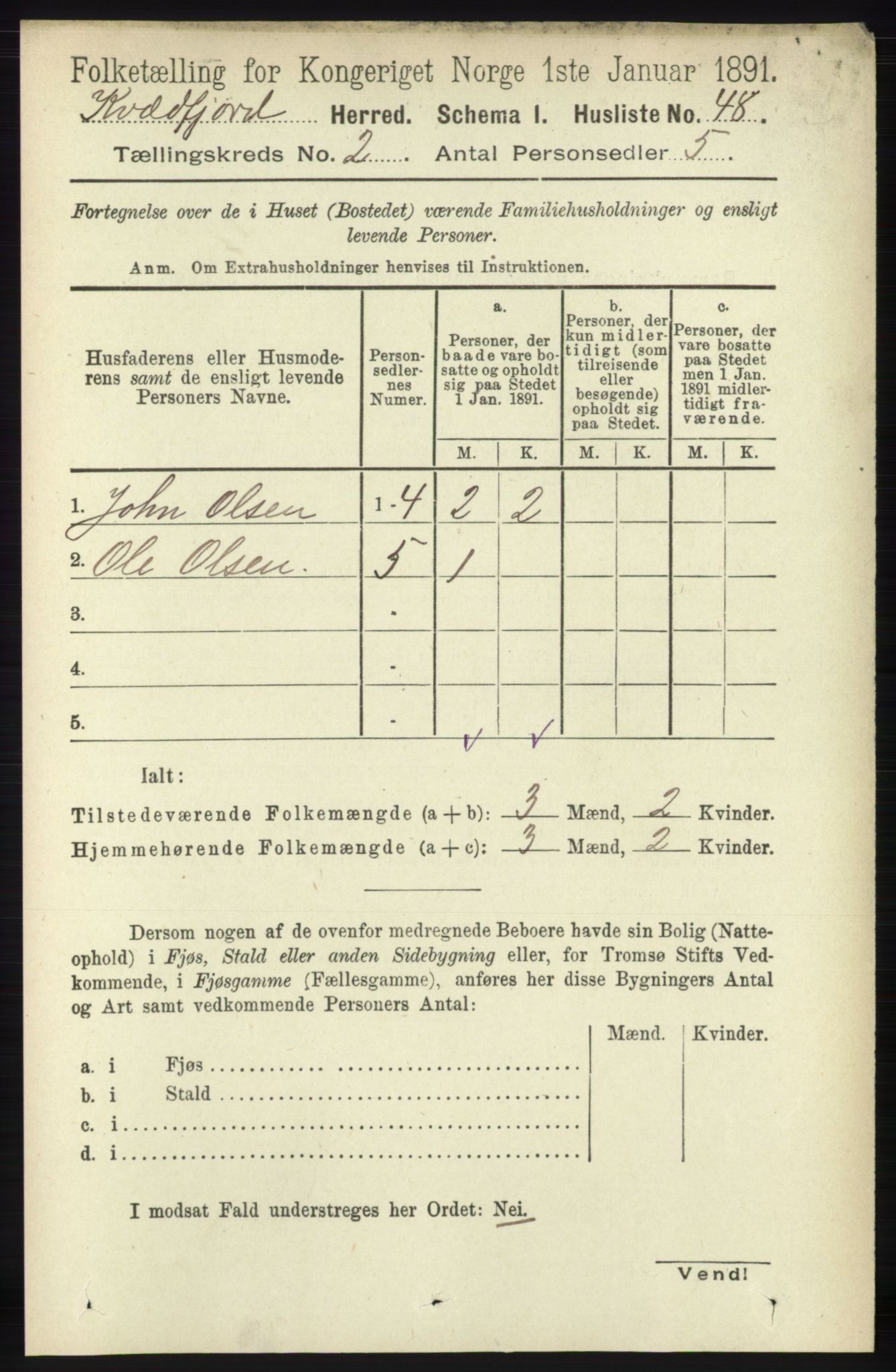 RA, 1891 census for 1911 Kvæfjord, 1891, p. 675