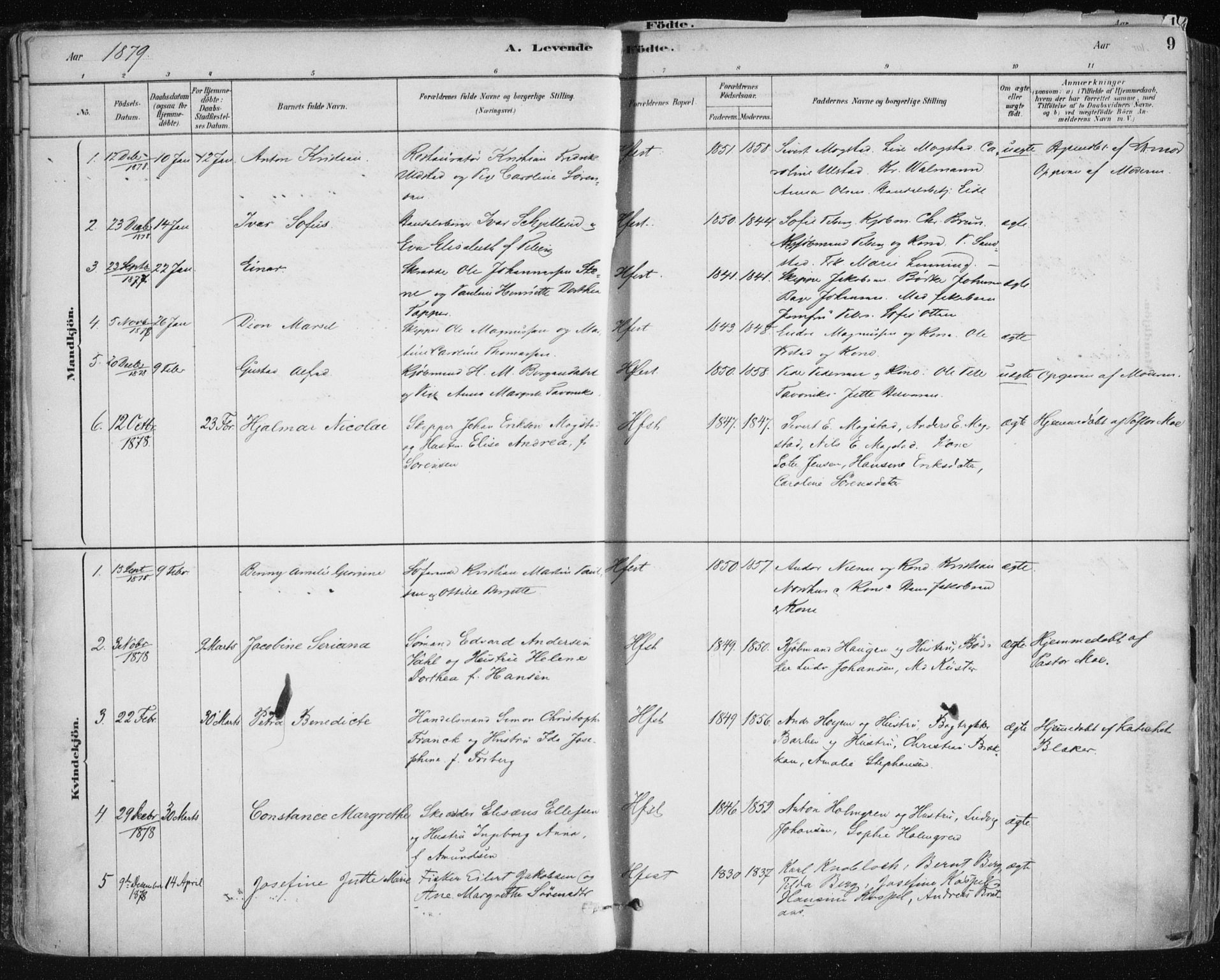 Hammerfest sokneprestkontor, AV/SATØ-S-1347/H/Ha/L0008.kirke: Parish register (official) no. 8, 1878-1889, p. 9