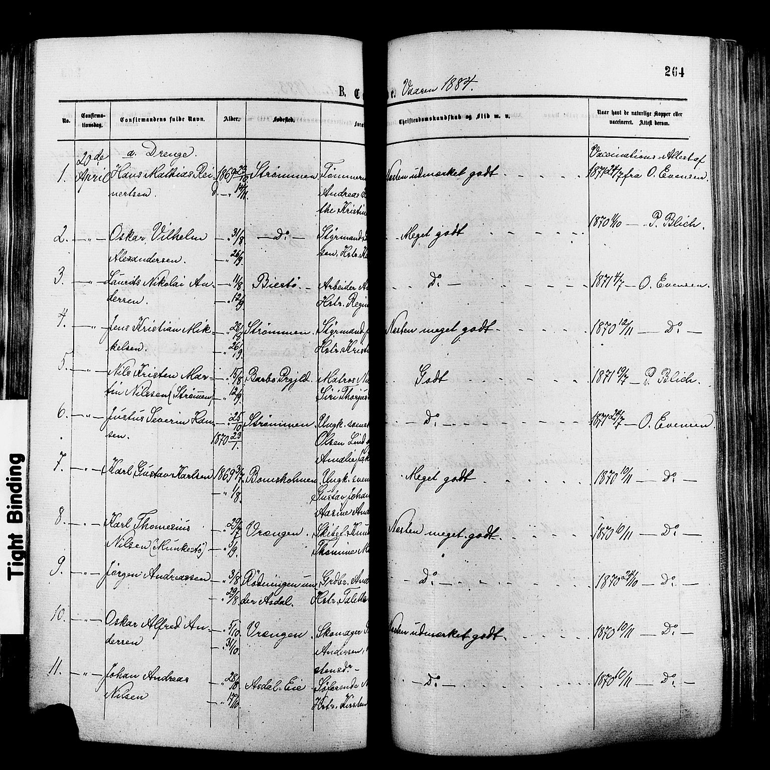 Øyestad sokneprestkontor, SAK/1111-0049/F/Fa/L0016: Parish register (official) no. A 16, 1874-1886, p. 264