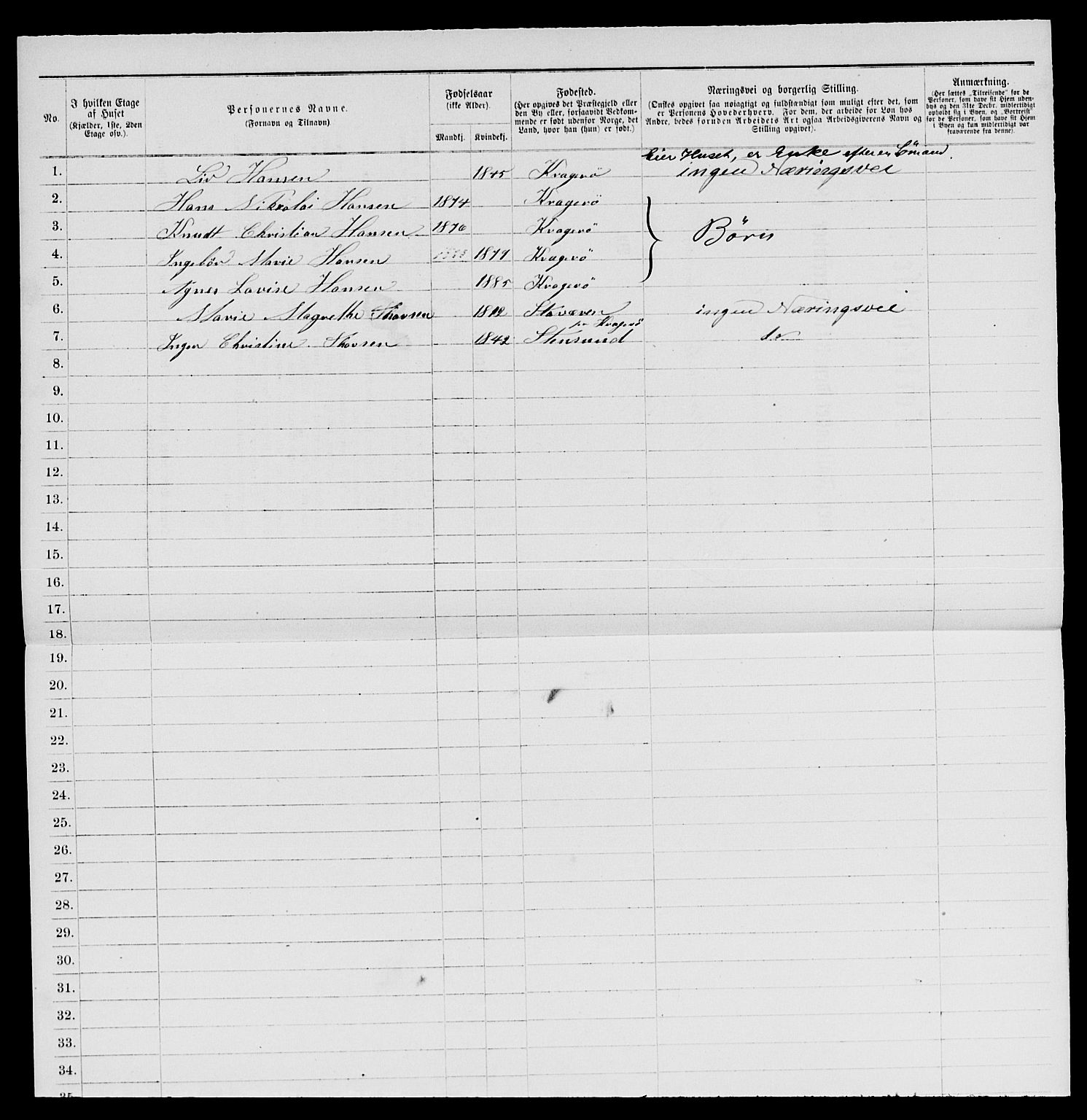 SAKO, 1885 census for 0801 Kragerø, 1885, p. 666