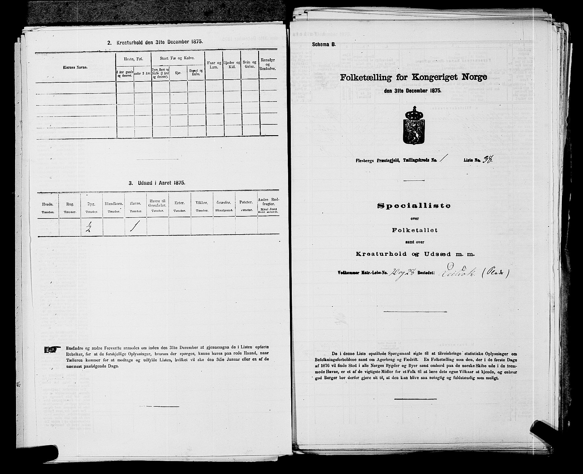 SAKO, 1875 census for 0631P Flesberg, 1875, p. 130