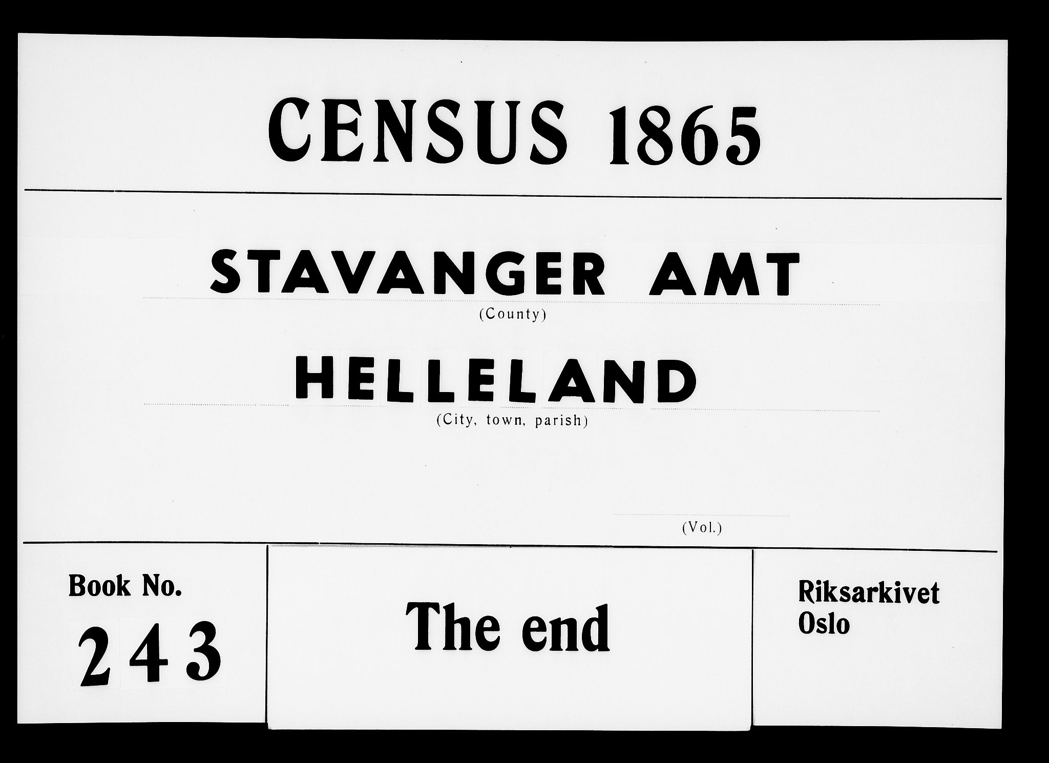 RA, 1865 census for Helleland, 1865, p. 150