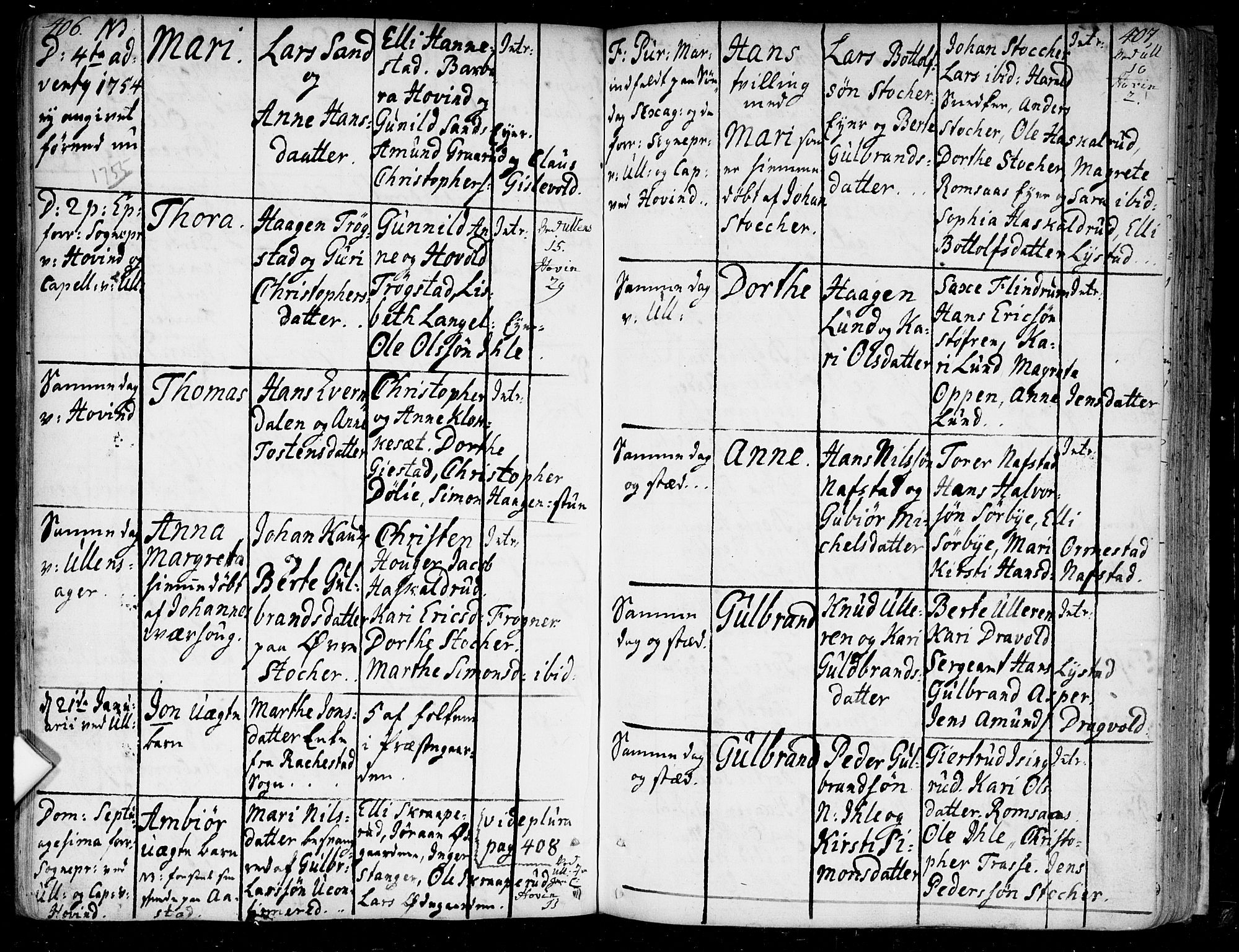 Ullensaker prestekontor Kirkebøker, AV/SAO-A-10236a/F/Fa/L0005: Parish register (official) no. I 5, 1733-1762, p. 406-407