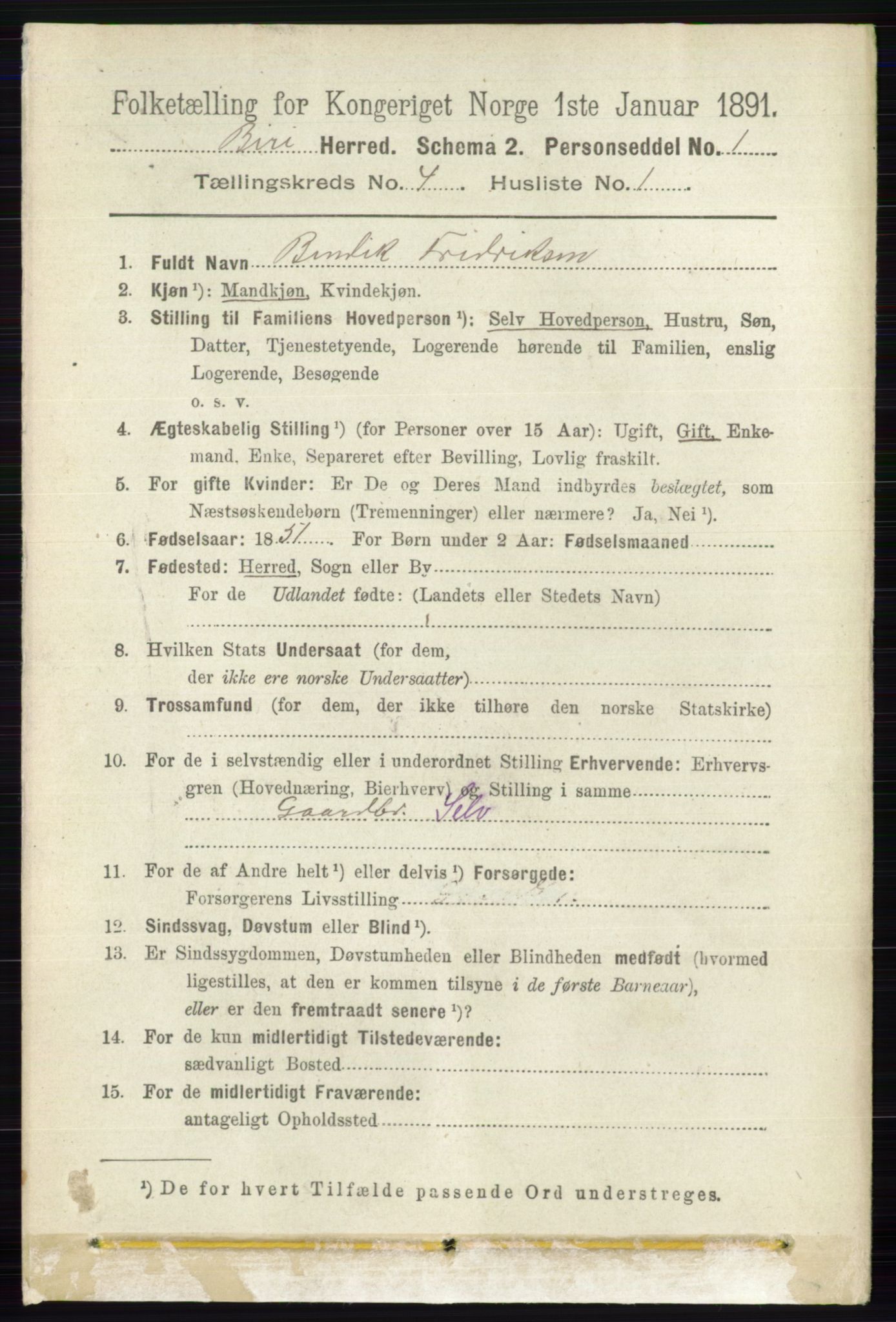 RA, 1891 census for 0525 Biri, 1891, p. 1393