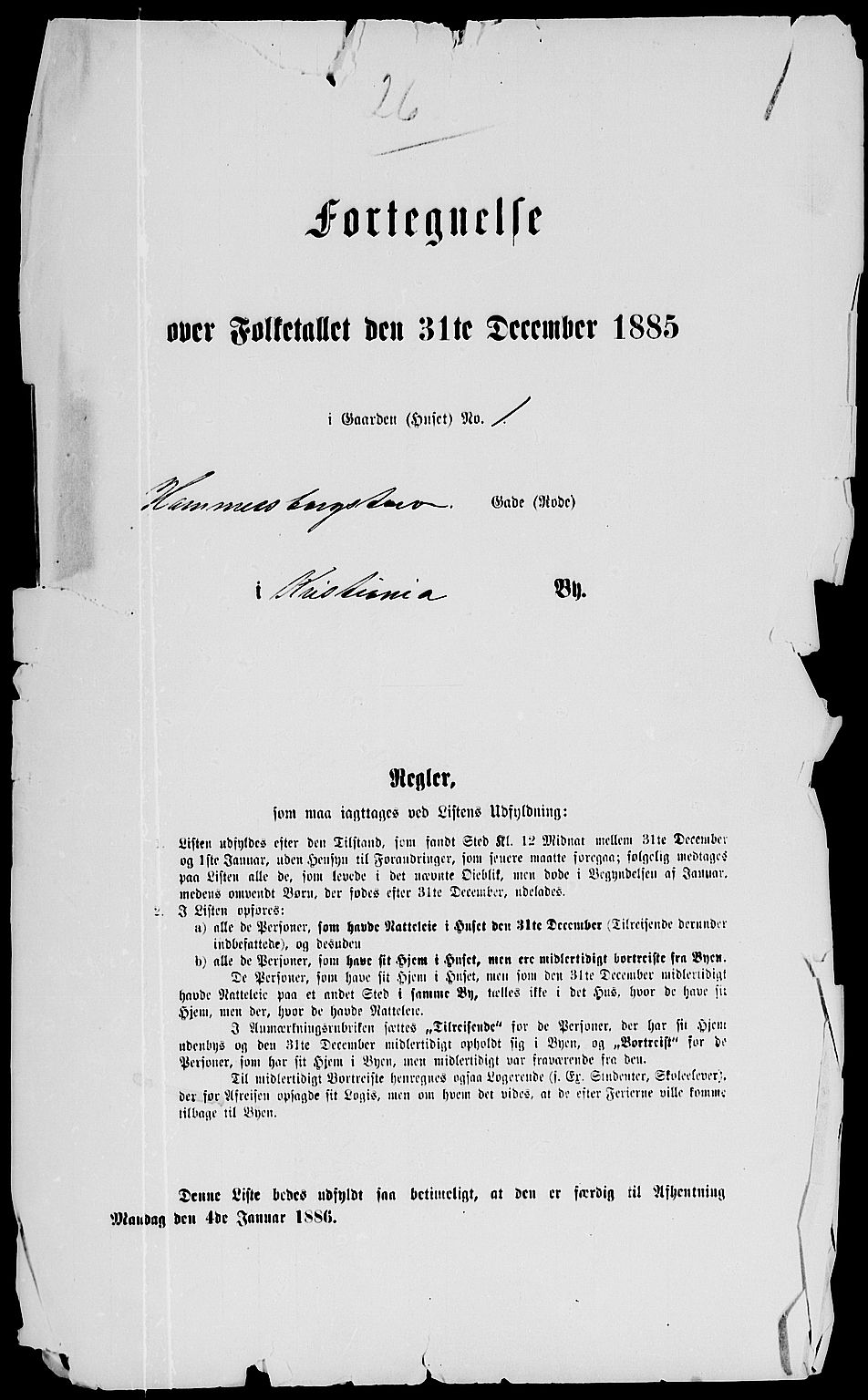 RA, 1885 census for 0301 Kristiania, 1885, p. 1507