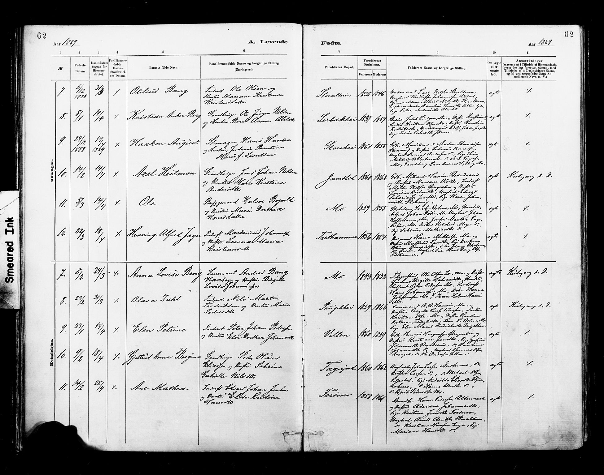 Ministerialprotokoller, klokkerbøker og fødselsregistre - Nordland, AV/SAT-A-1459/827/L0400: Parish register (official) no. 827A12, 1883-1903, p. 62