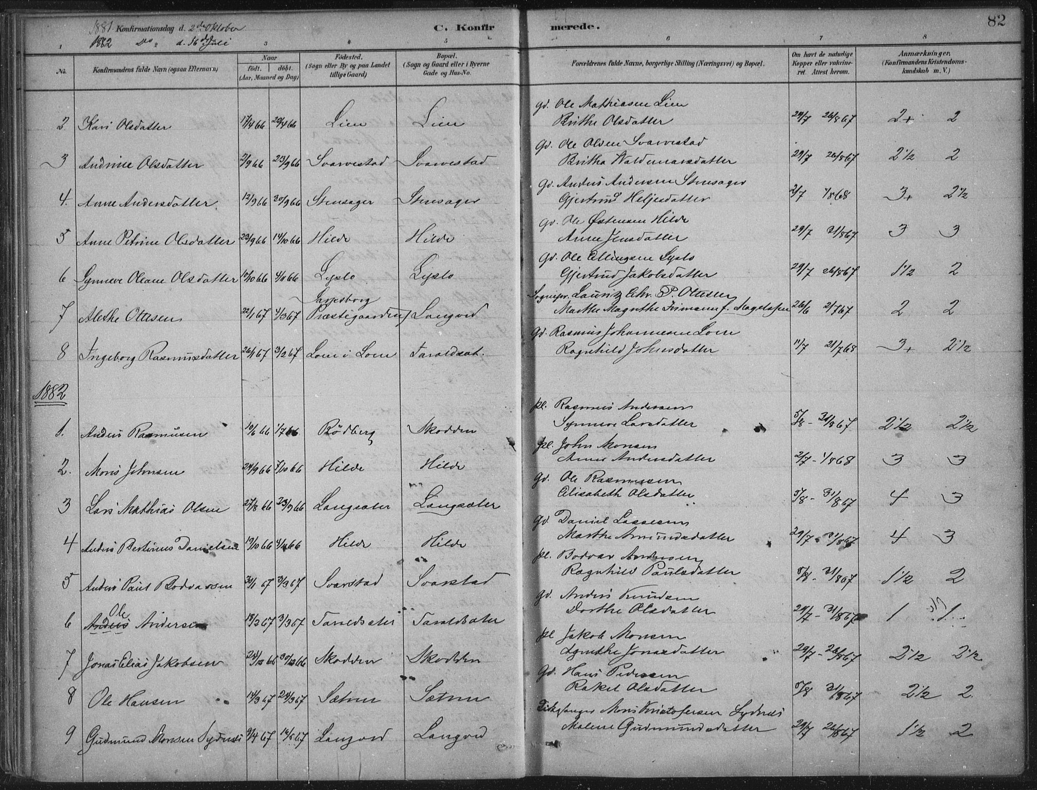 Innvik sokneprestembete, AV/SAB-A-80501: Parish register (official) no. B  1, 1879-1902, p. 82