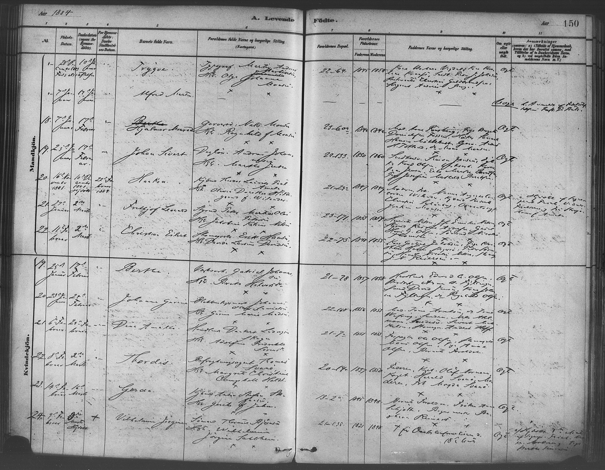 Korskirken sokneprestembete, AV/SAB-A-76101/H/Haa/L0021: Parish register (official) no. B 7, 1878-1889, p. 150