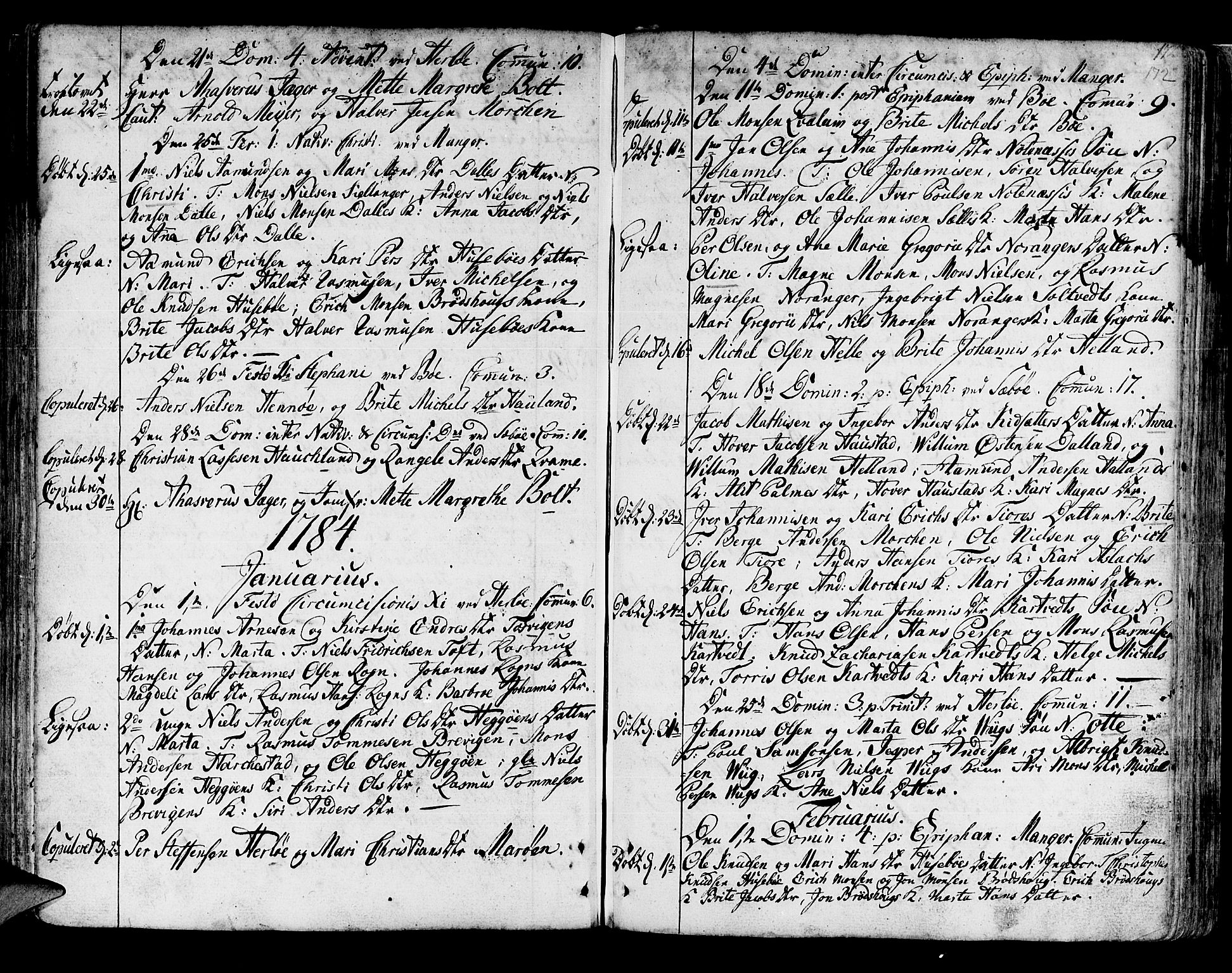 Manger sokneprestembete, SAB/A-76801/H/Haa: Parish register (official) no. A 1, 1759-1791, p. 172