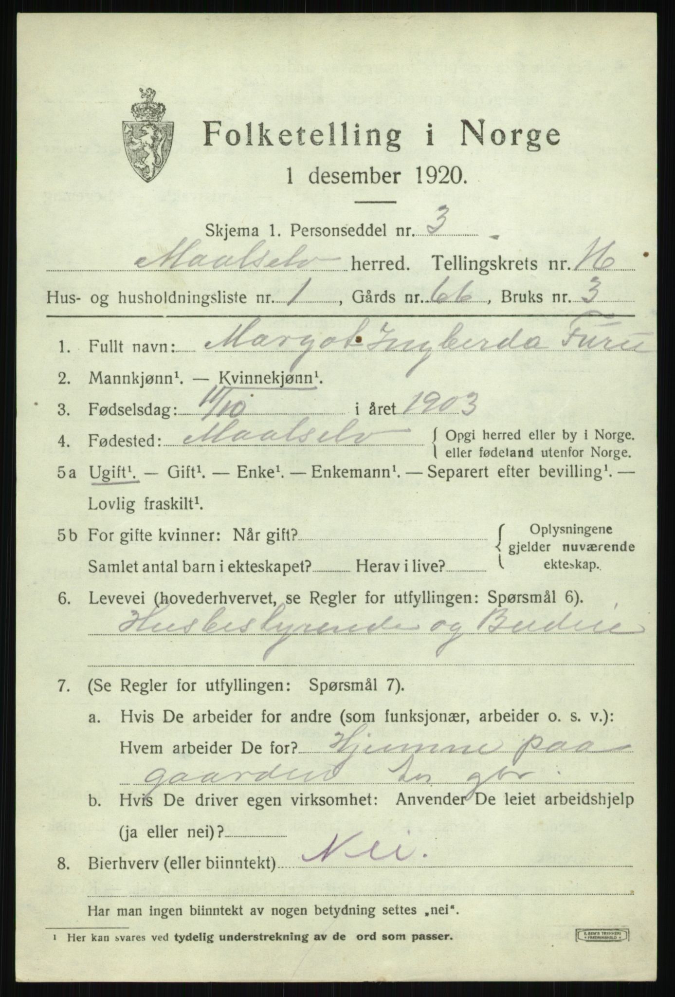 SATØ, 1920 census for Målselv, 1920, p. 8035