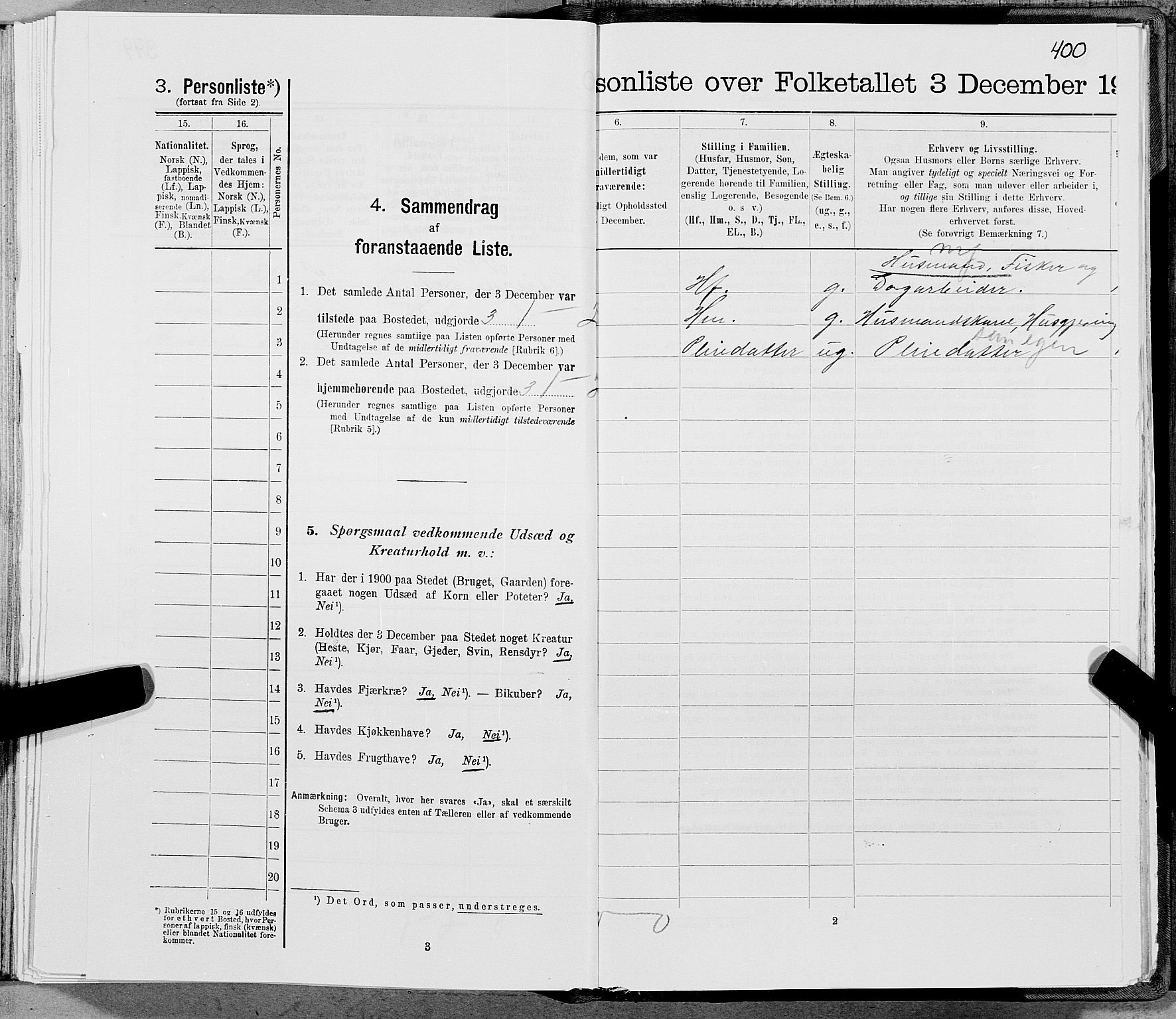 SAT, 1900 census for Gildeskål, 1900, p. 916