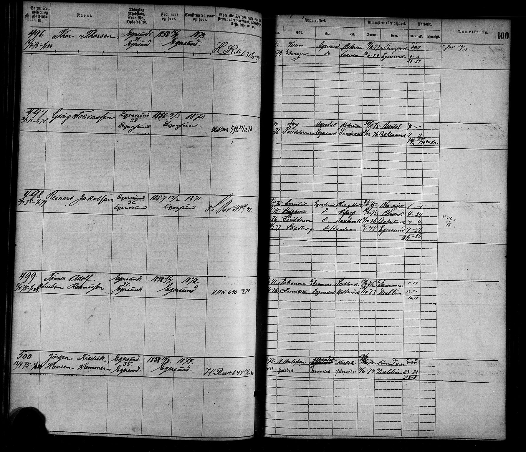 Egersund mønstringskrets, AV/SAK-2031-0019/F/Fa/L0001: Annotasjonsrulle nr 1-1440 med register, O-1, 1869-1895, p. 116