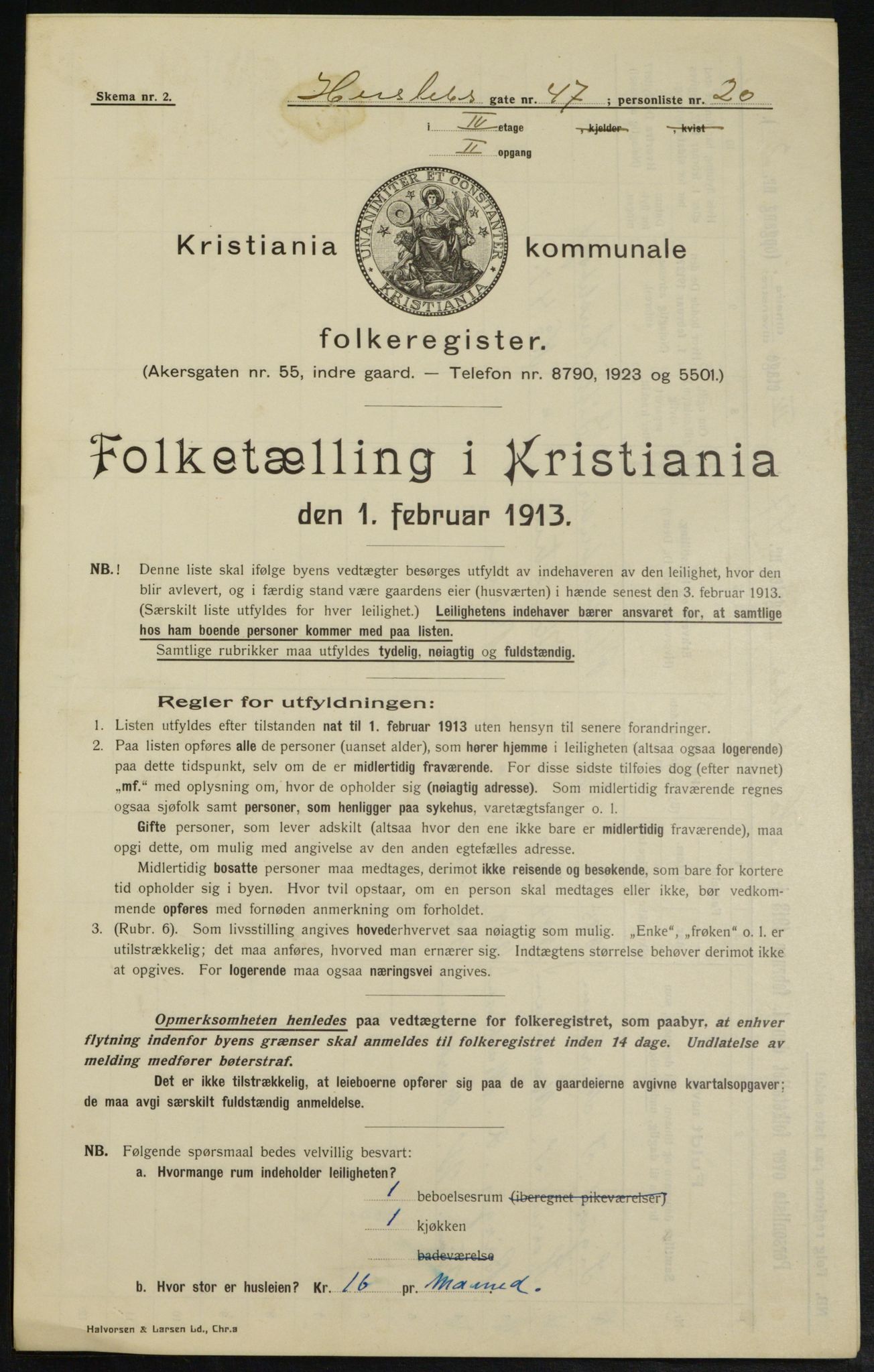 OBA, Municipal Census 1913 for Kristiania, 1913, p. 39659